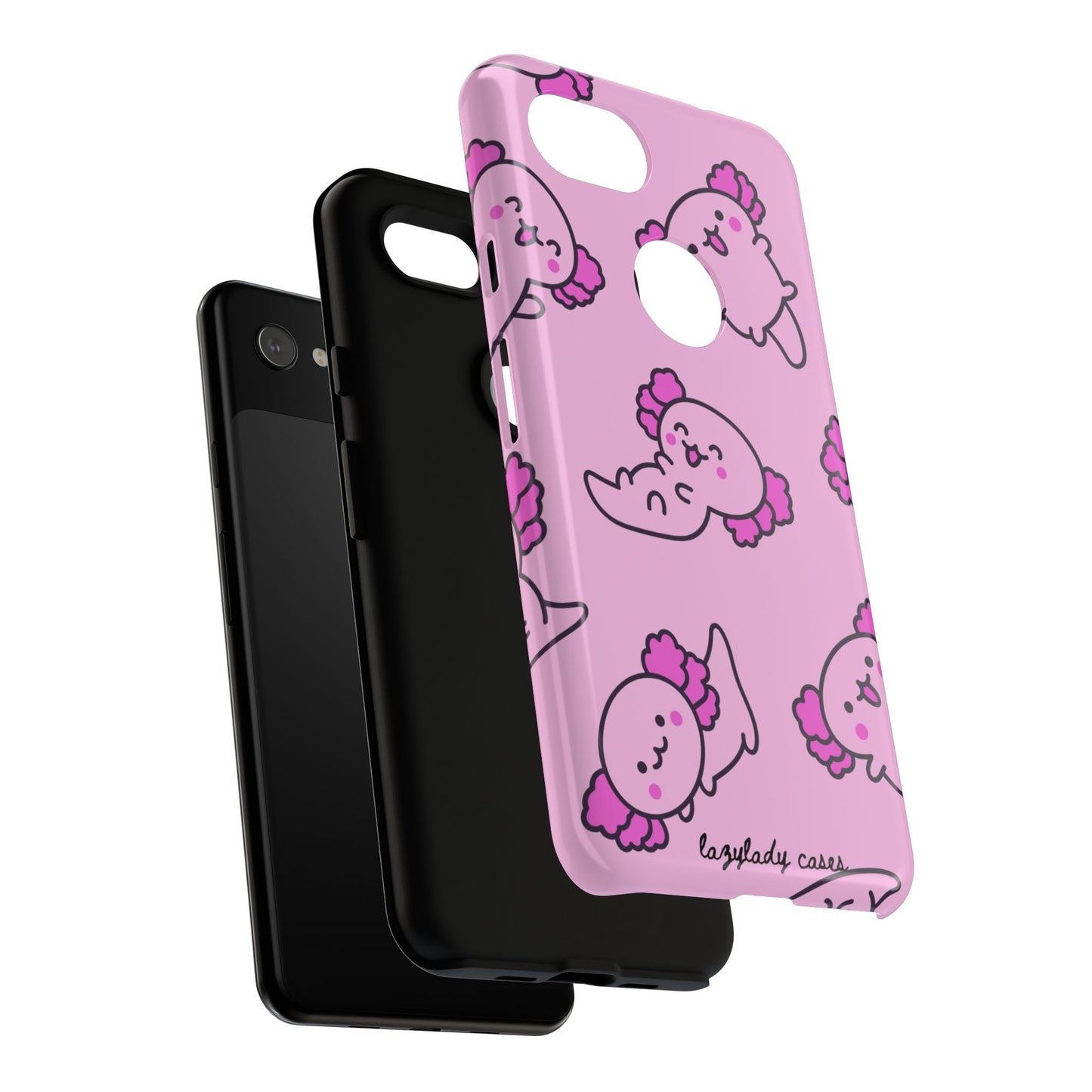 Cute Cartoon Axo Phone Case with Pink Sea Creatures Design