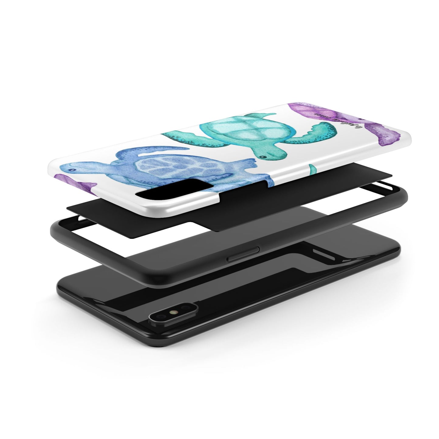 Ocean-Inspired Tough Phone Cases with Colorful Turtles