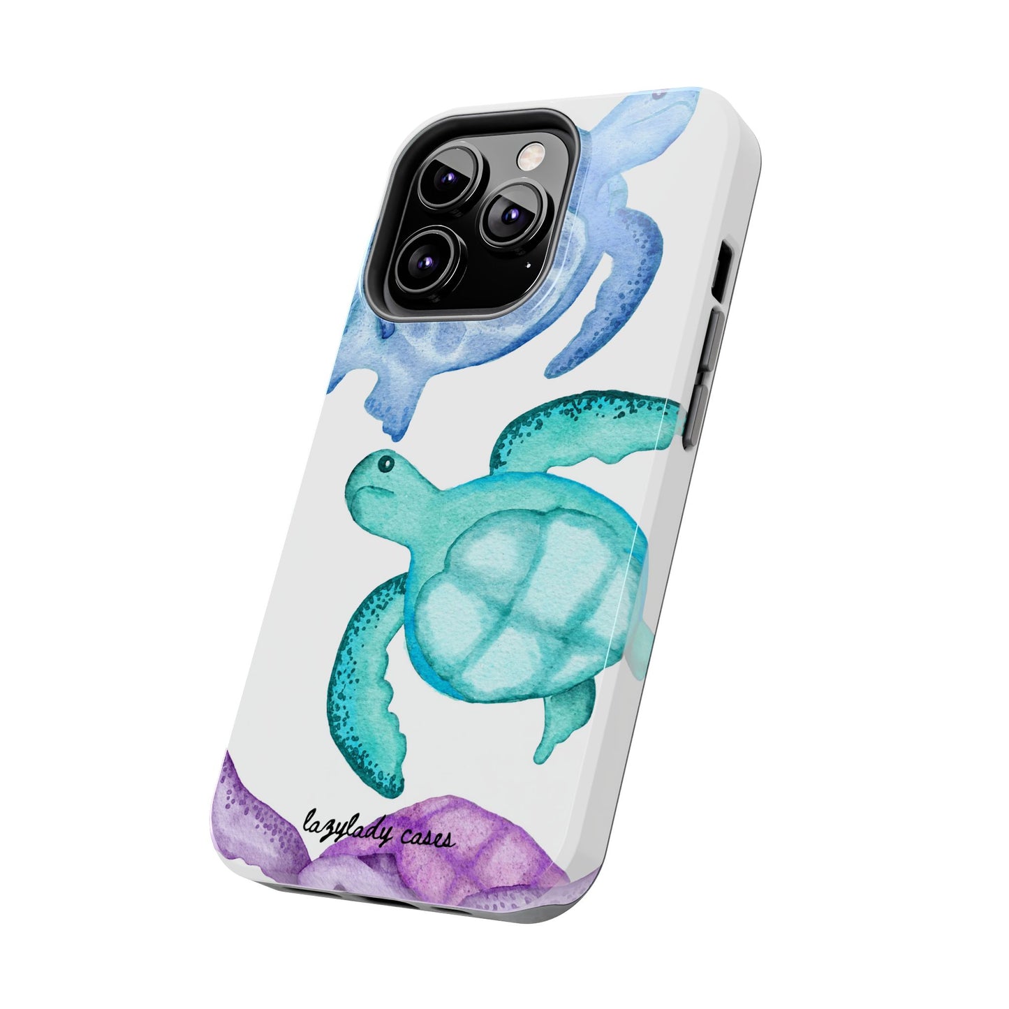 Ocean-Inspired Tough Phone Cases with Colorful Turtles