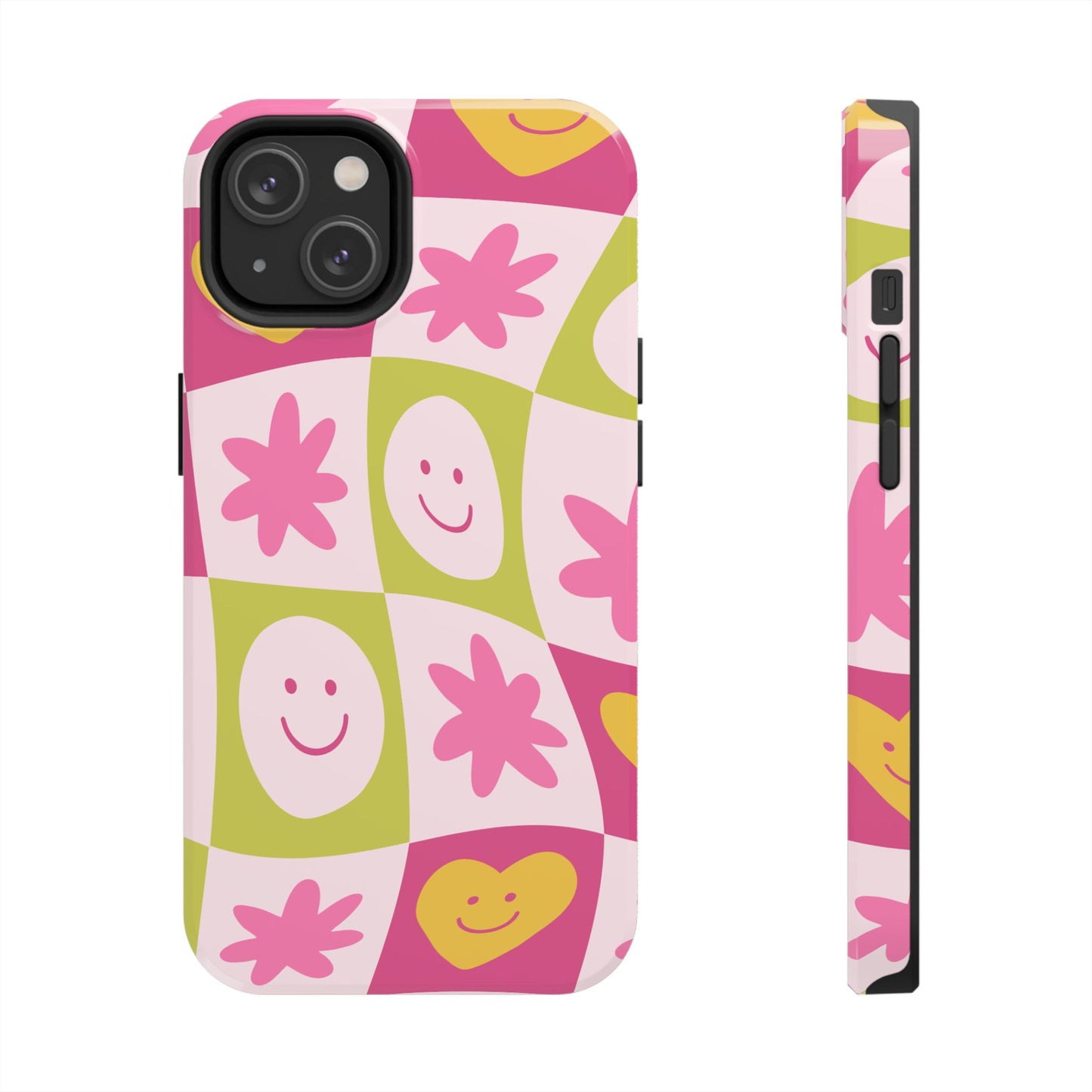 Colorful Smiley Pattern Tough Phone Cases, Playful Phone Covers, Fun Gifts for Friends, Cute Accessories, Vibrant and Durable