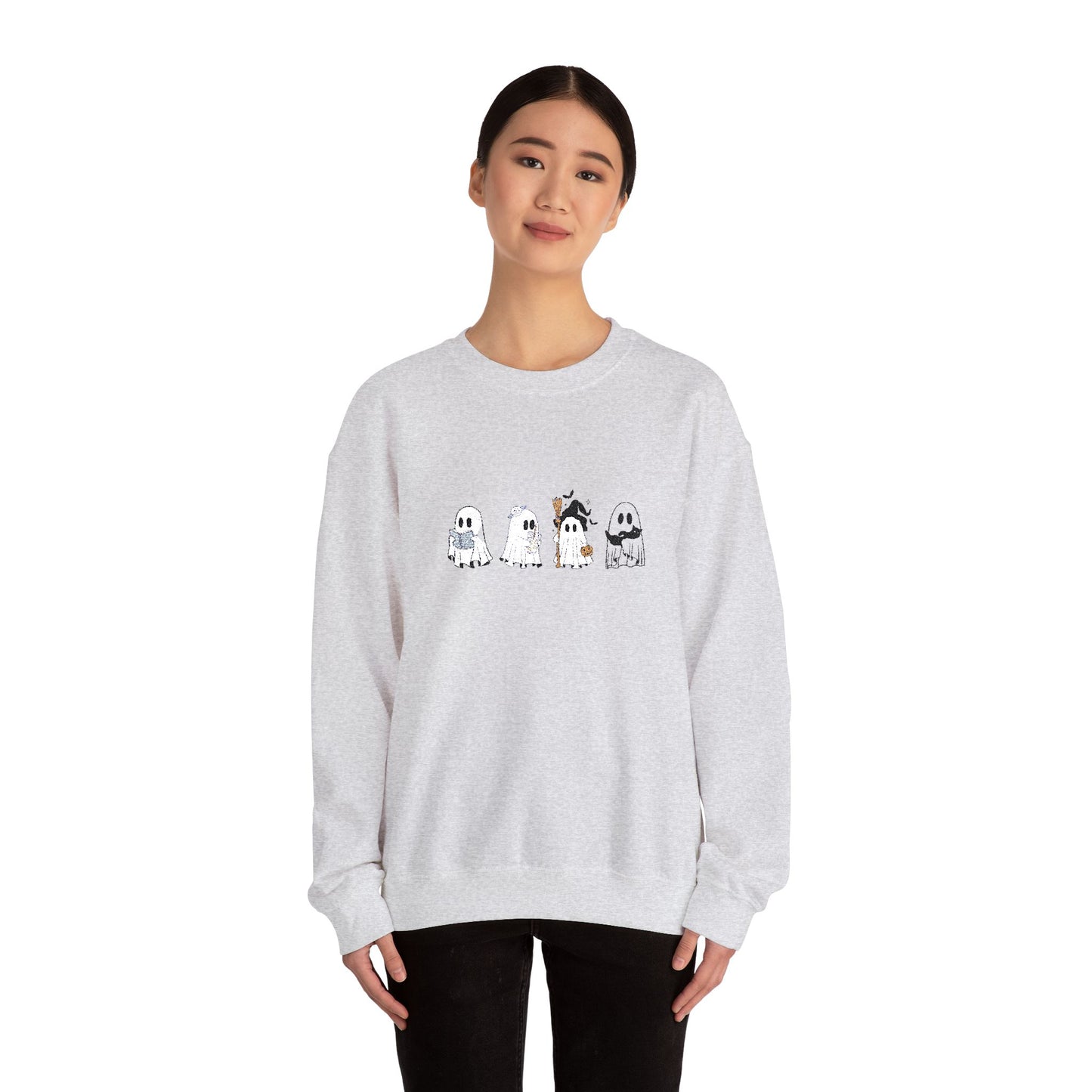 Cute Ghosts Unisex Heavy Blend™ Crewneck Sweatshirt, Halloween Apparel, Cozy Loungewear, Spooky Season Gift, Relaxed Fit Sweatshirt