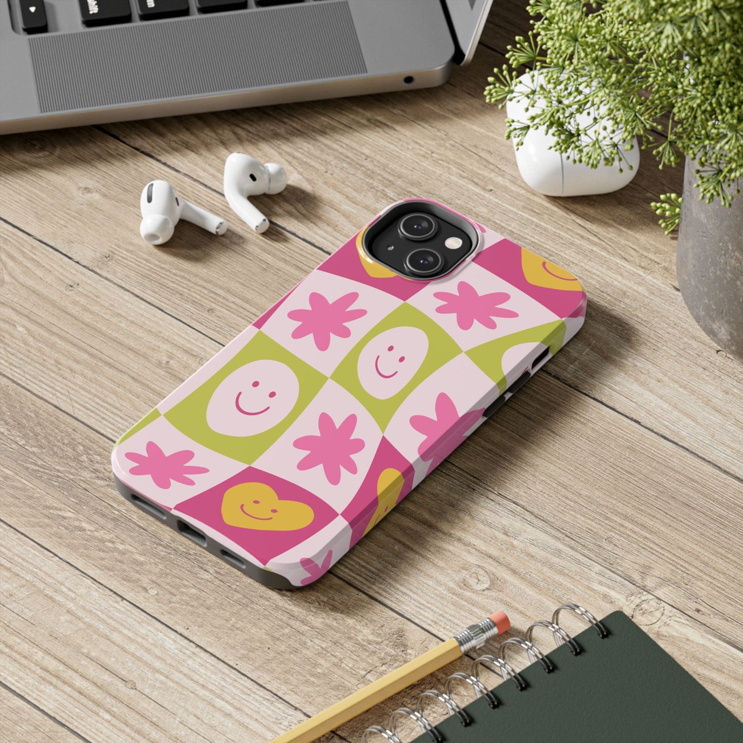 Colorful Smiley Pattern Tough Phone Cases, Playful Phone Covers, Fun Gifts for Friends, Cute Accessories, Vibrant and Durable