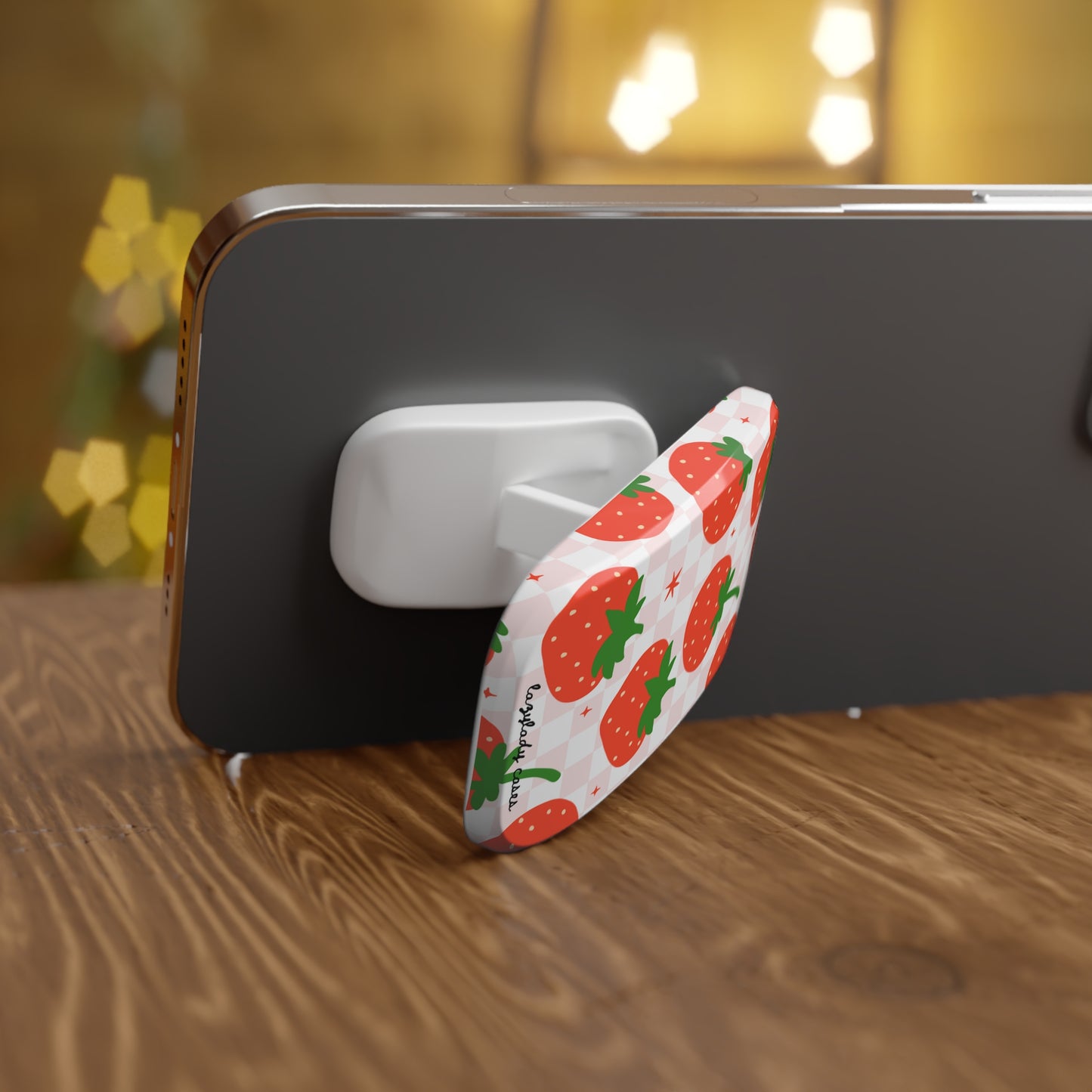 Cute Strawberry Phone Click-On Grip | Stylish Smartphone Accessory