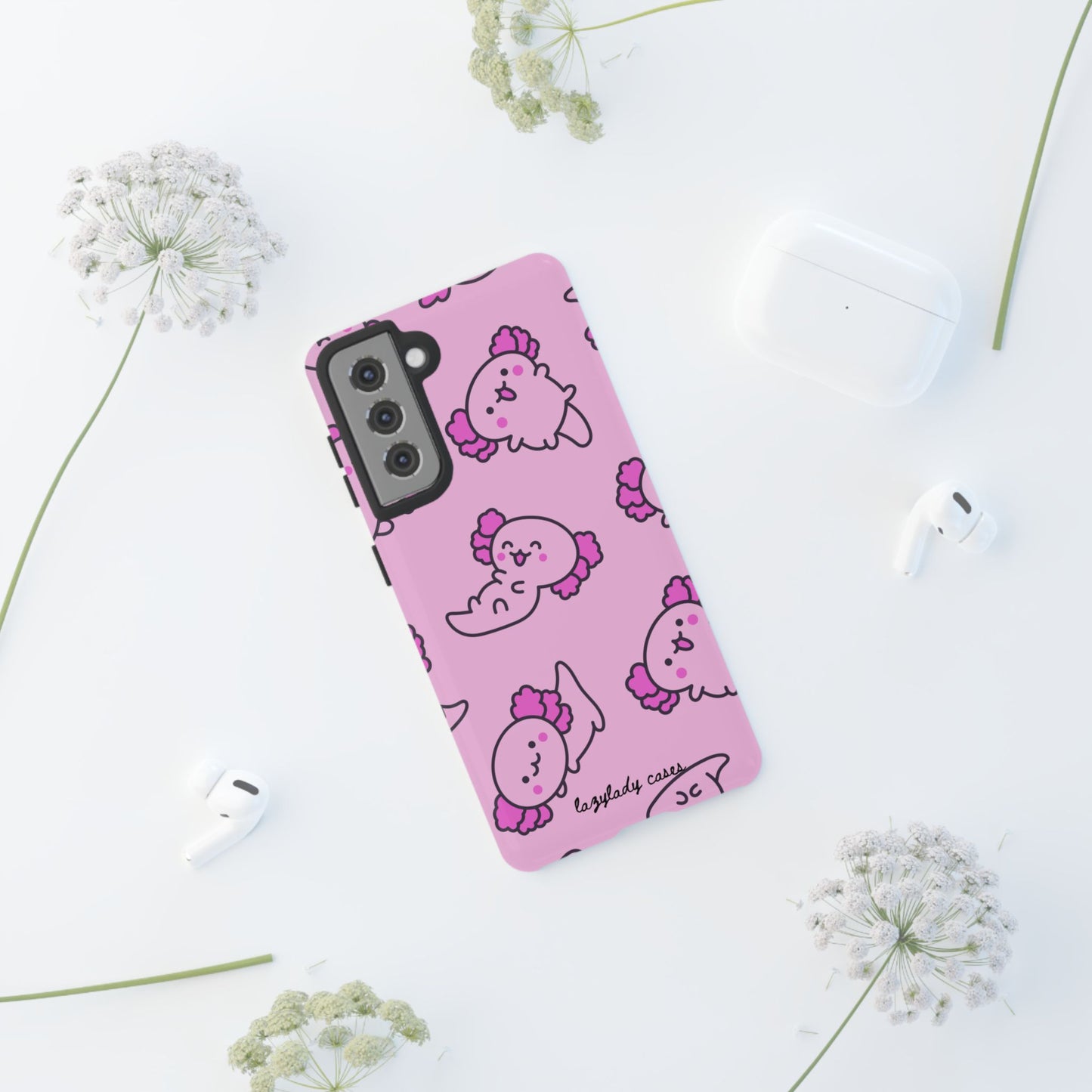 Cute Cartoon Axo Phone Case with Pink Sea Creatures Design