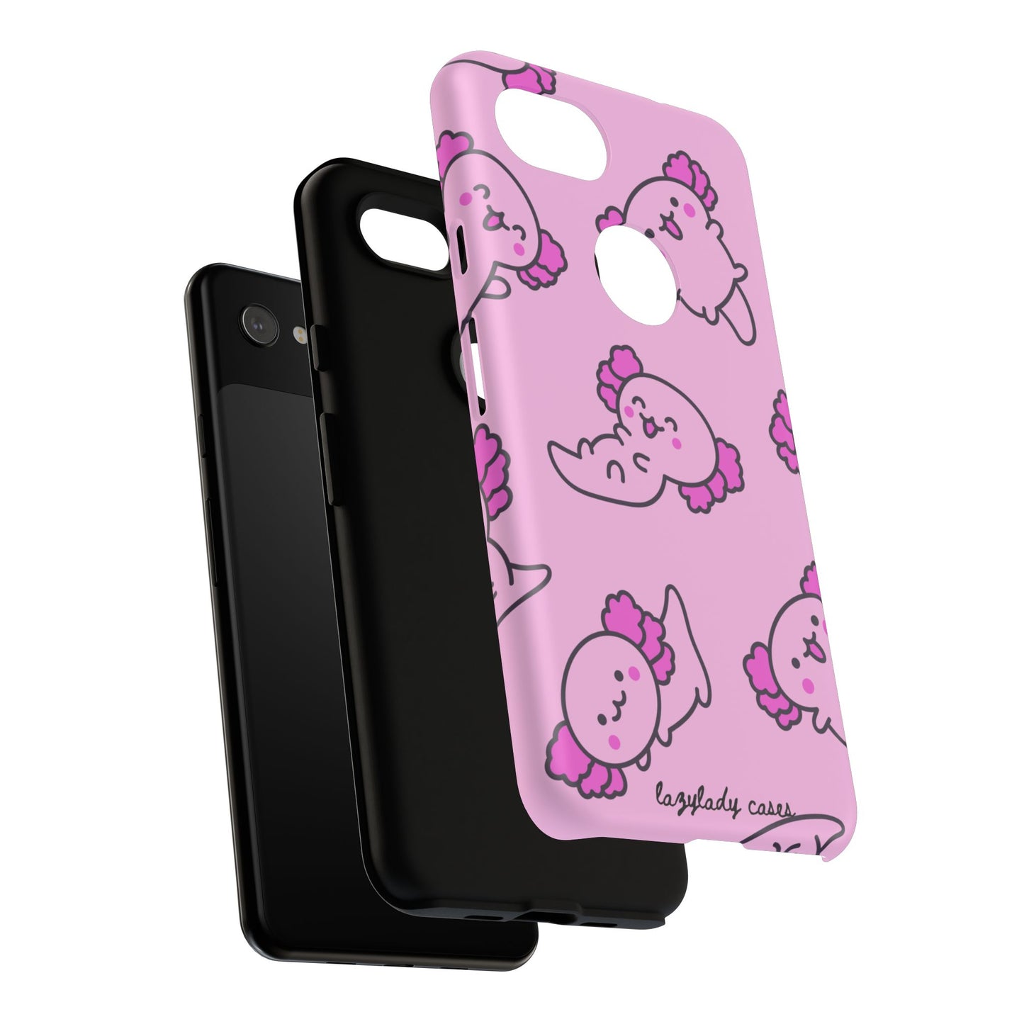 Cute Cartoon Axo Phone Case with Pink Sea Creatures Design