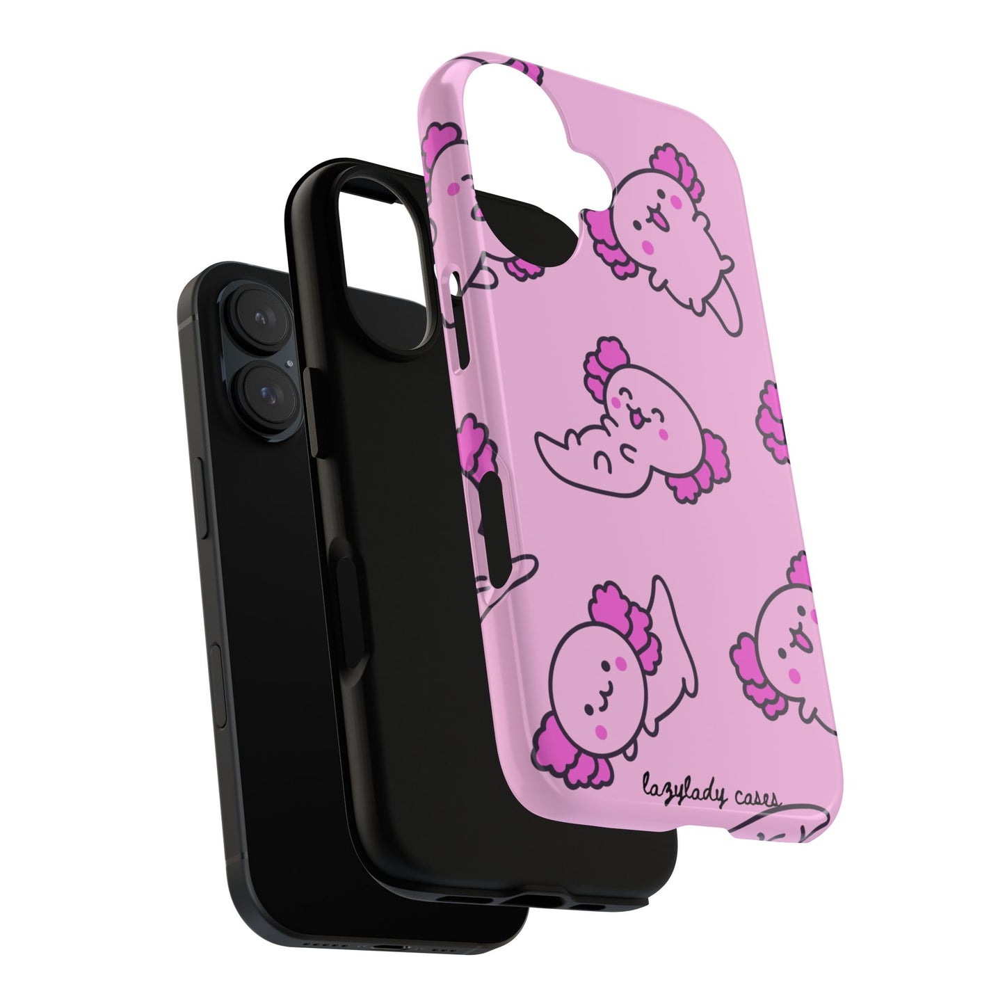 Cute Cartoon Axo Phone Case with Pink Sea Creatures Design