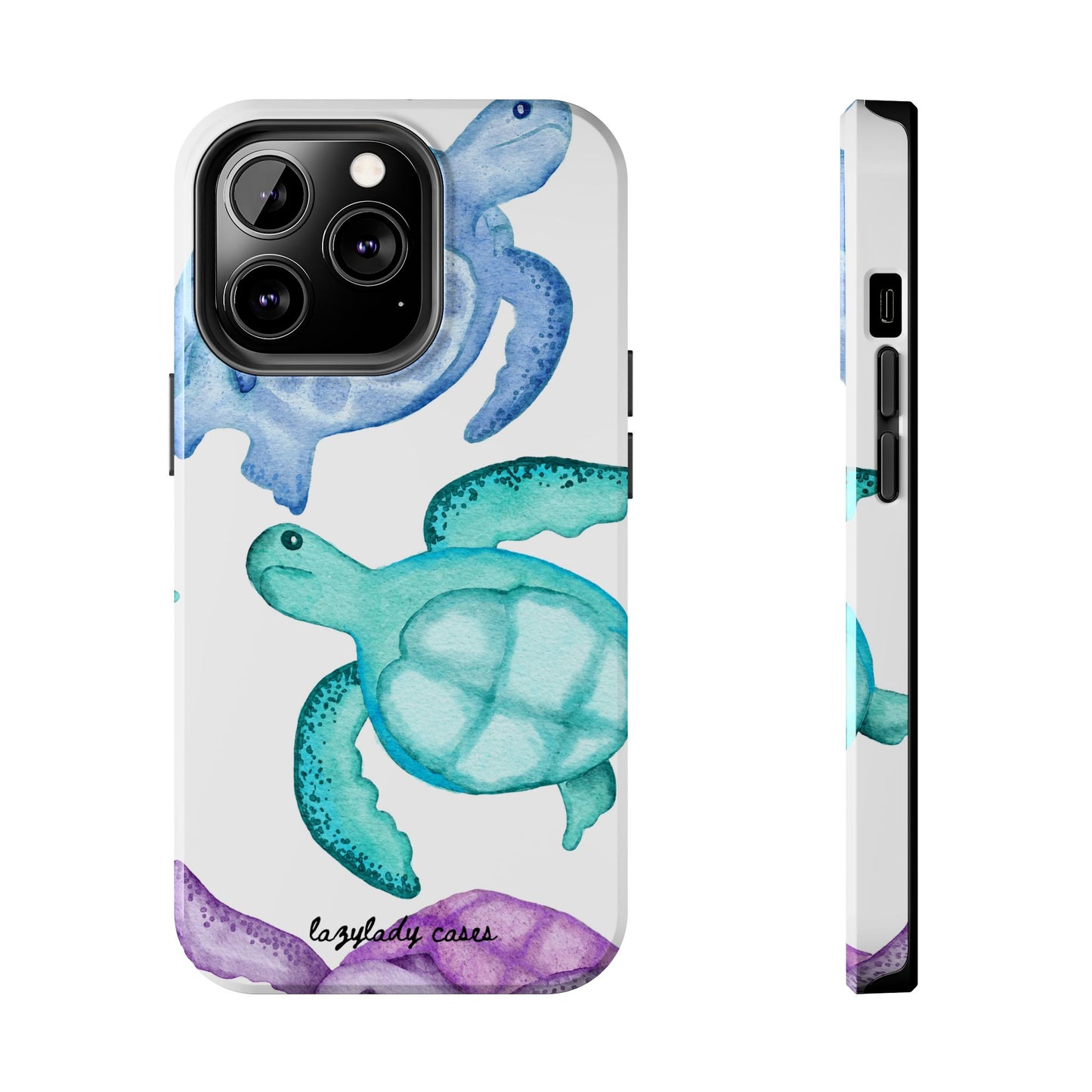 Ocean-Inspired Tough Phone Cases with Colorful Turtles