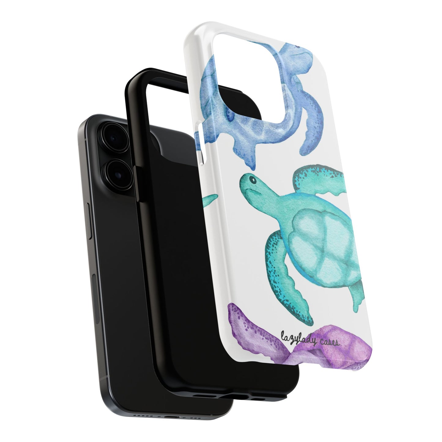 Ocean-Inspired Tough Phone Cases with Colorful Turtles
