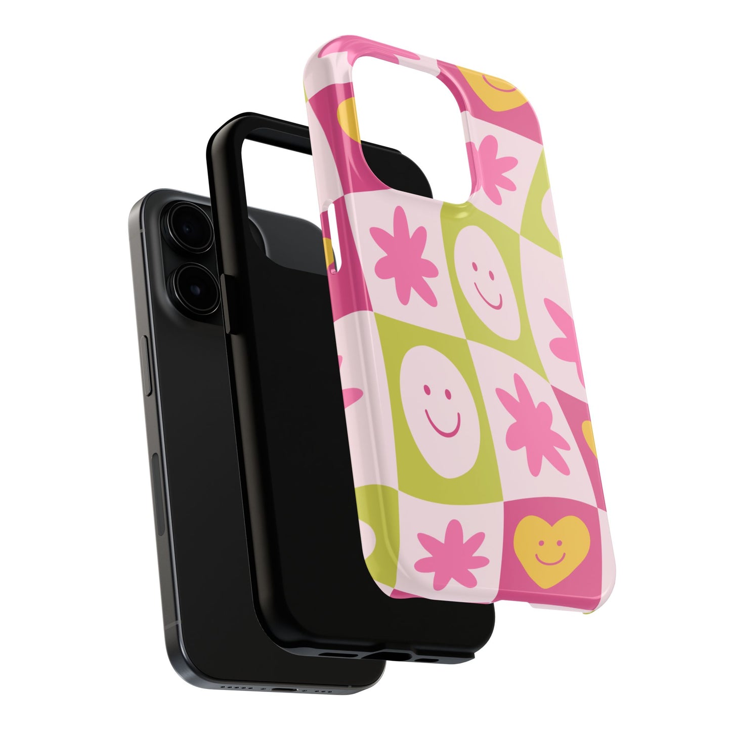 Colorful Smiley Pattern Tough Phone Cases, Playful Phone Covers, Fun Gifts for Friends, Cute Accessories, Vibrant and Durable