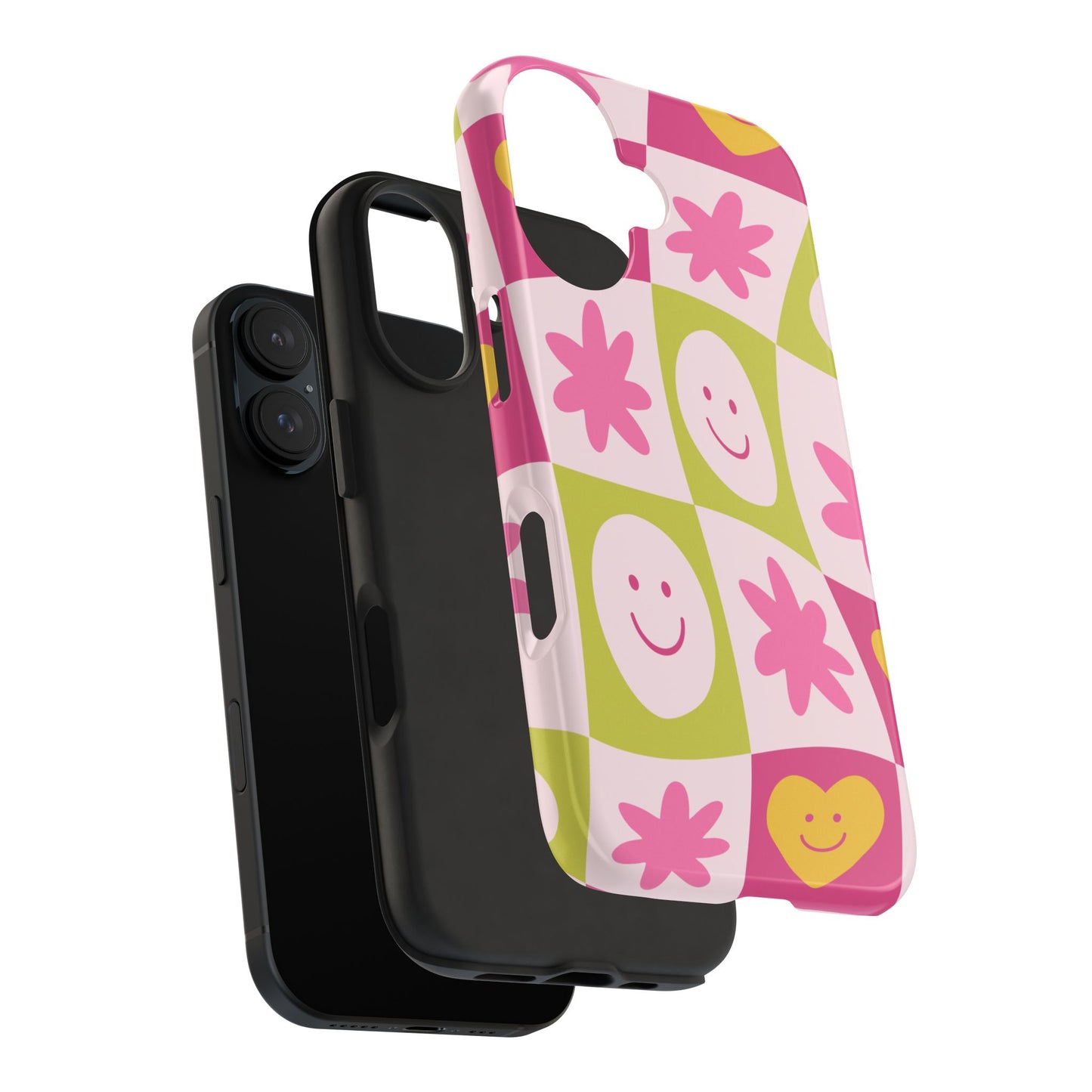 Colorful Smiley Pattern Tough Phone Cases, Playful Phone Covers, Fun Gifts for Friends, Cute Accessories, Vibrant and Durable