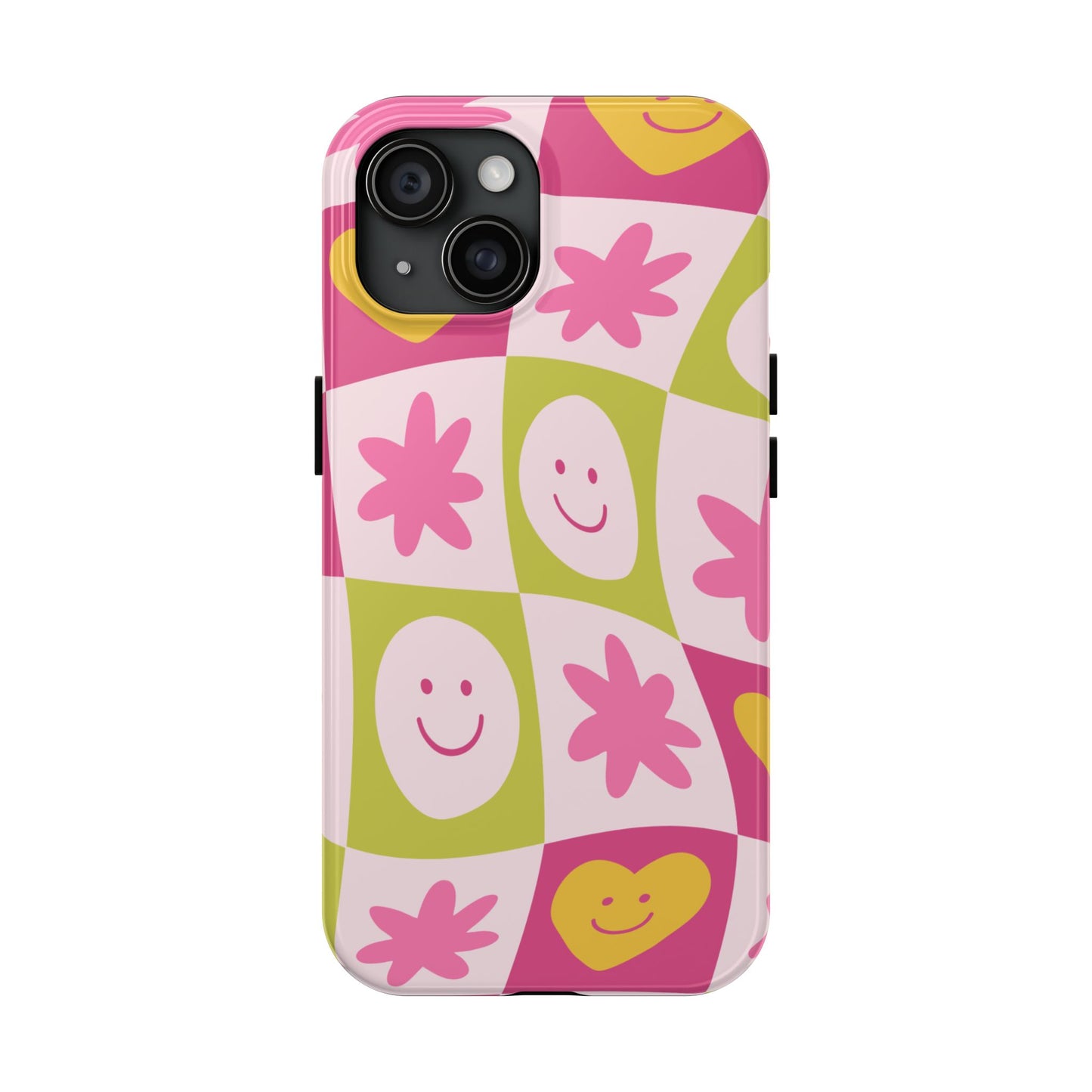 Colorful Smiley Pattern Tough Phone Cases, Playful Phone Covers, Fun Gifts for Friends, Cute Accessories, Vibrant and Durable