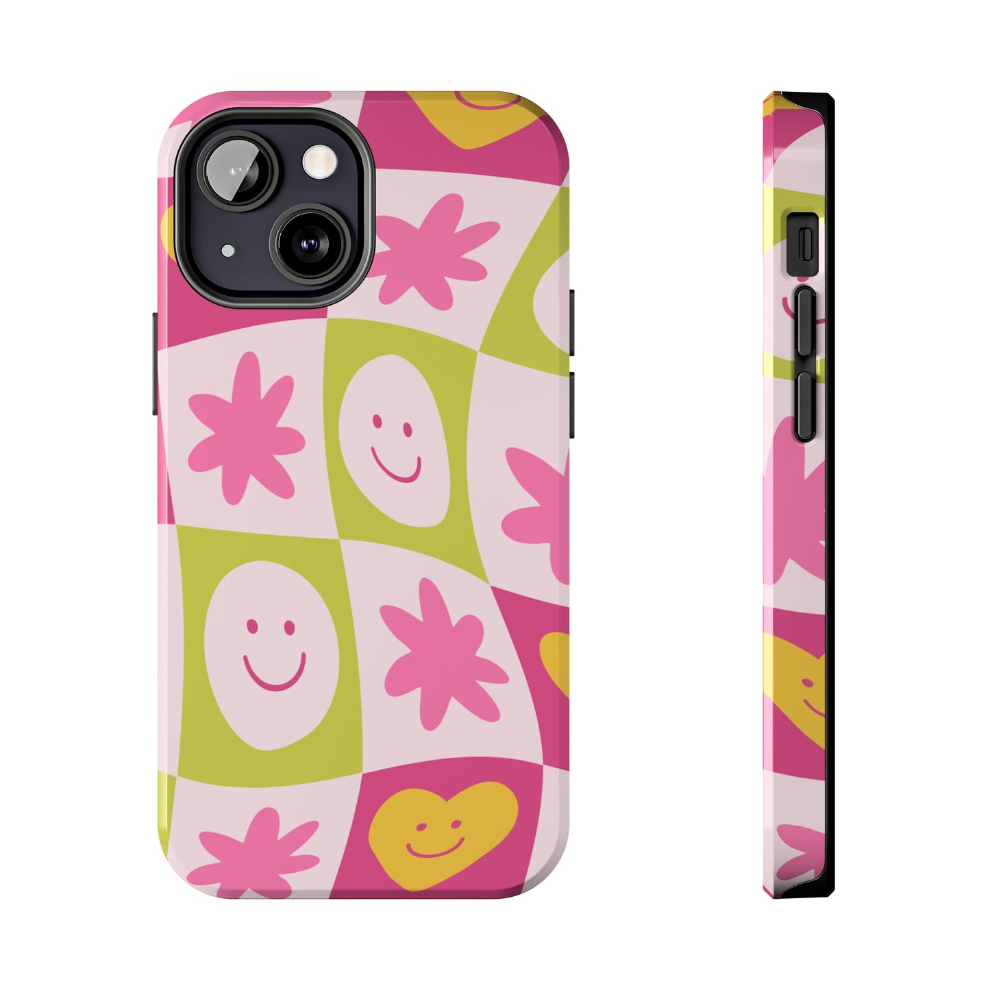 Colorful Smiley Pattern Tough Phone Cases, Playful Phone Covers, Fun Gifts for Friends, Cute Accessories, Vibrant and Durable