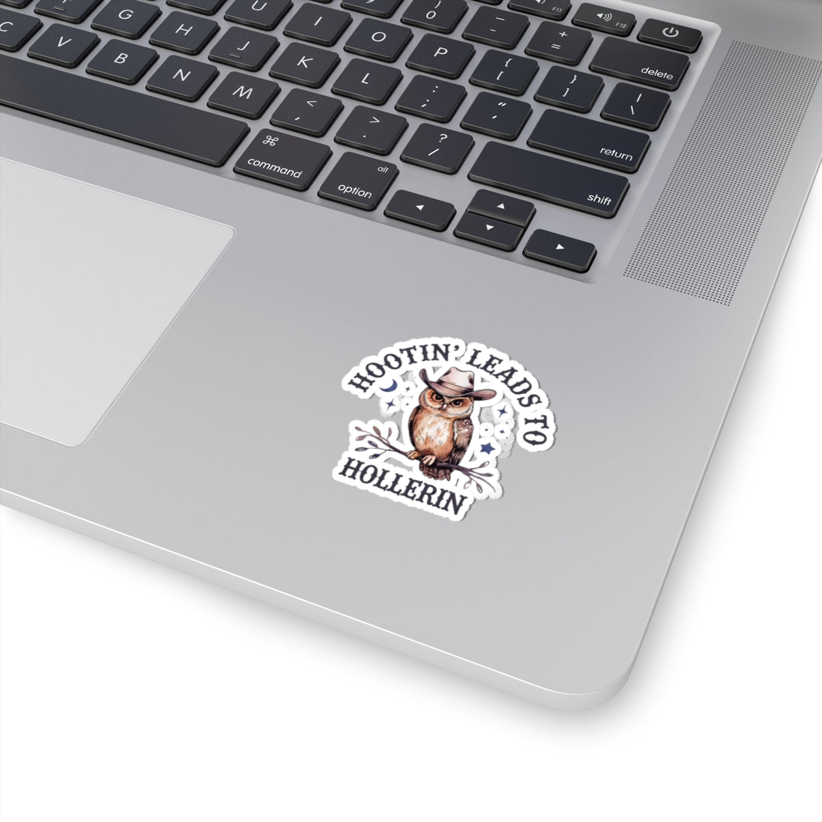 Hootin' Leads to Hollerin' Owl Sticker, Funny Owl Decal, Cute Animal Stickers, Nature Lover Gift, Cowpoke Decor