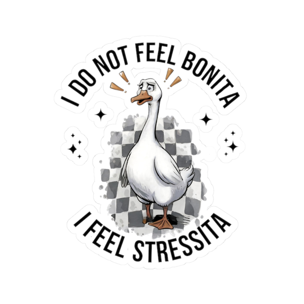 Stressita Goose Kiss-Cut Stickers | Funny Laptop Decals, Humorous Gifts, Cute Animal Stickers, Chickens, Quirky Wall Decor