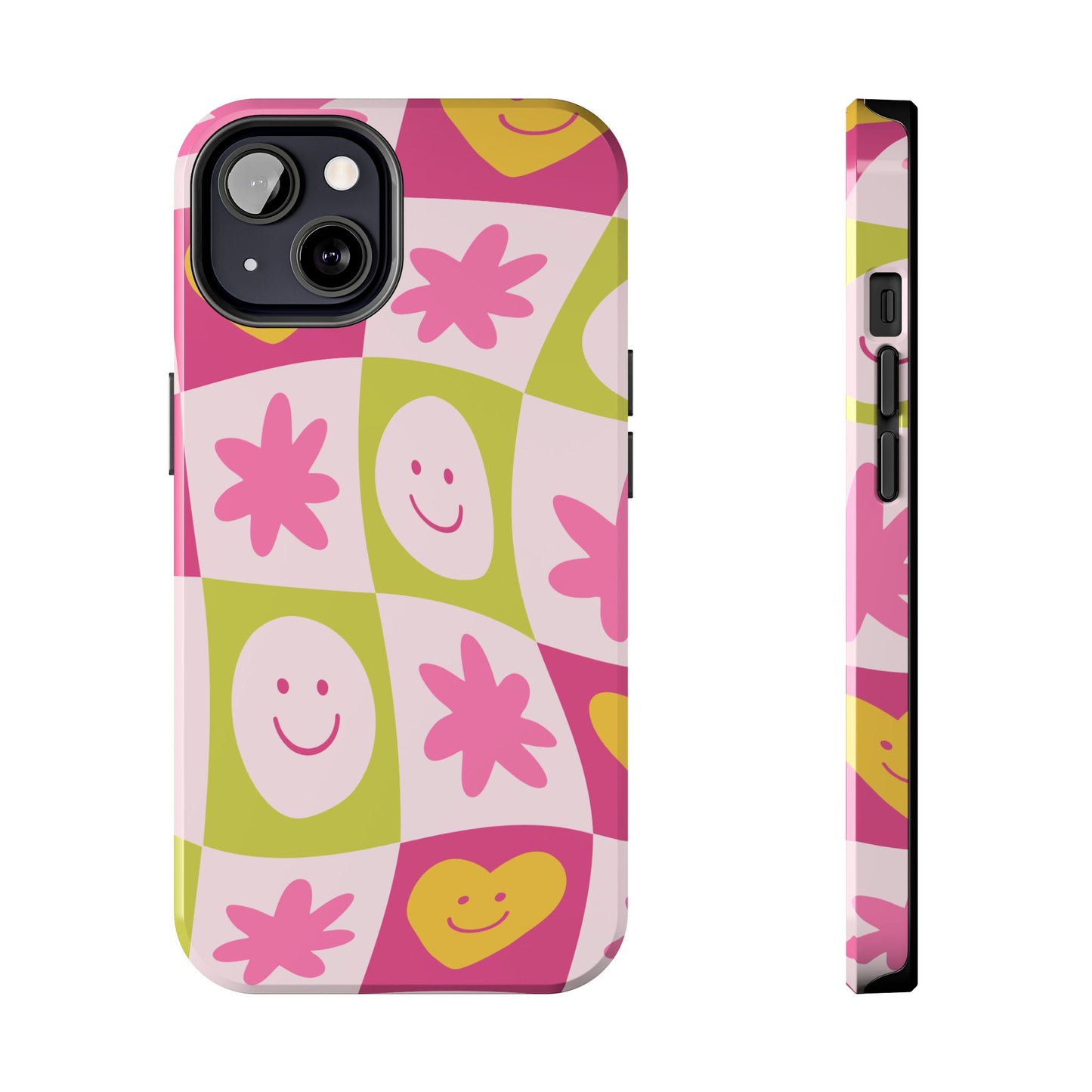 Colorful Smiley Pattern Tough Phone Cases, Playful Phone Covers, Fun Gifts for Friends, Cute Accessories, Vibrant and Durable
