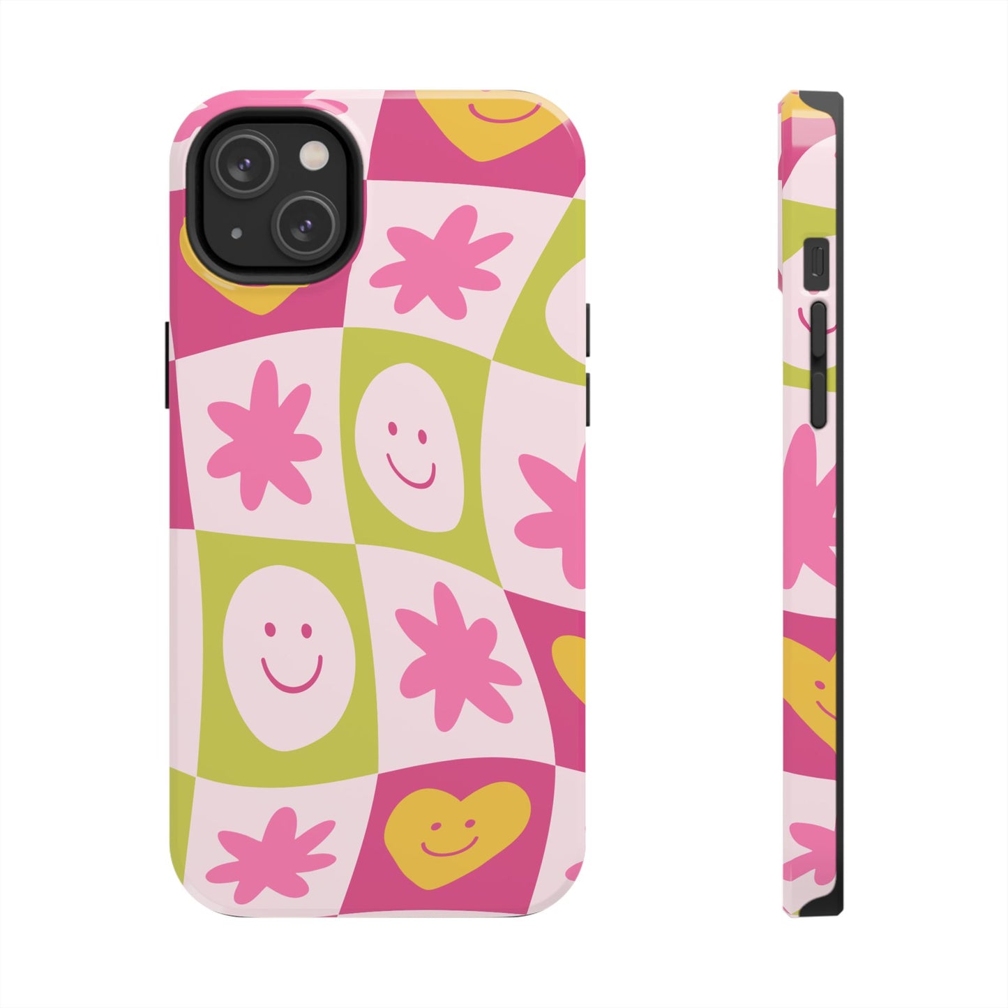 Colorful Smiley Pattern Tough Phone Cases, Playful Phone Covers, Fun Gifts for Friends, Cute Accessories, Vibrant and Durable