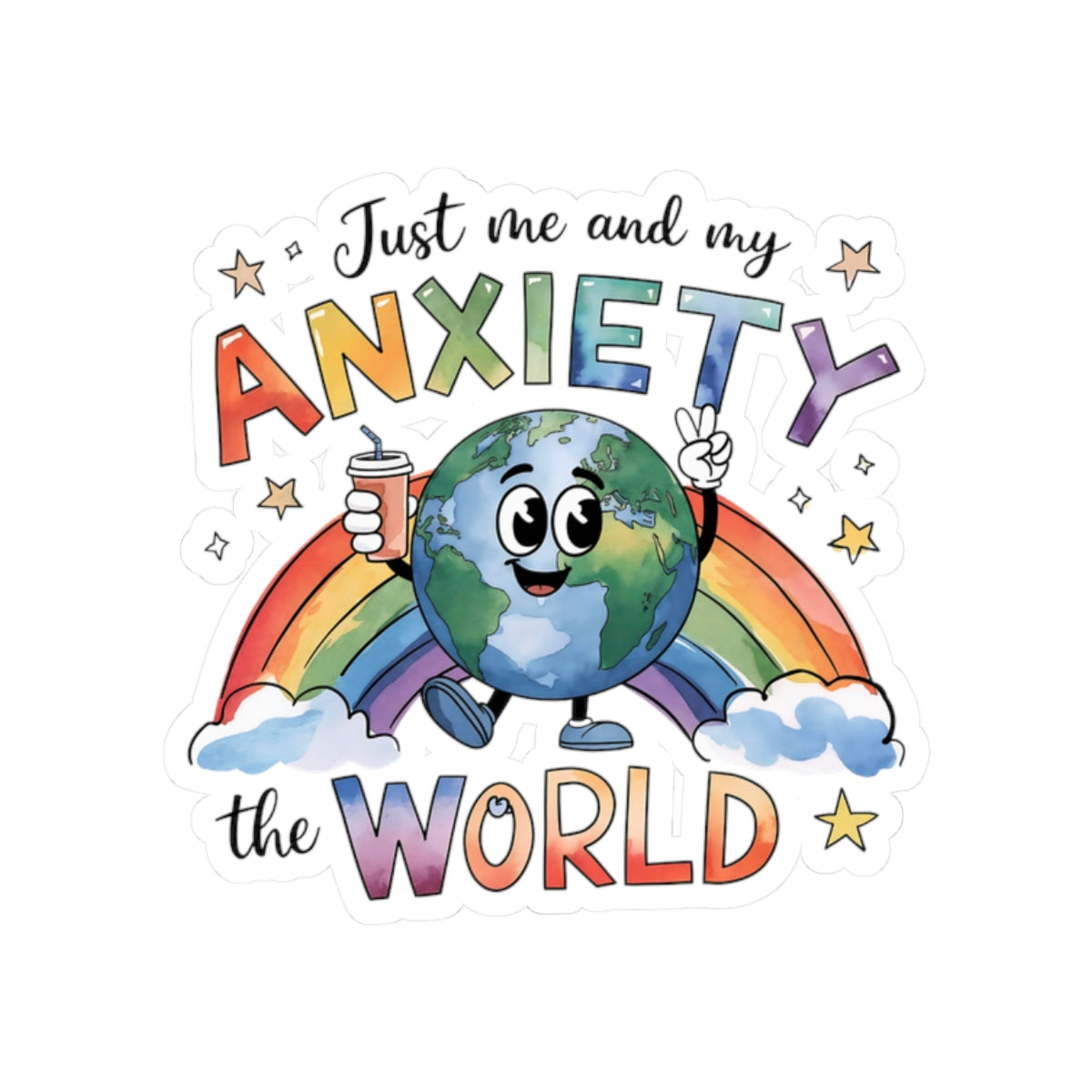 Anxiety Awareness Kiss-Cut Stickers, Cute & Colorful Laptop Decor, Mental Health Gifts, Positive Affirmation Stickers, Rainbow Vibes