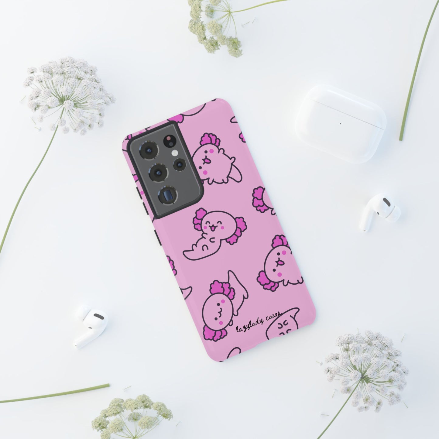 Cute Cartoon Axo Phone Case with Pink Sea Creatures Design