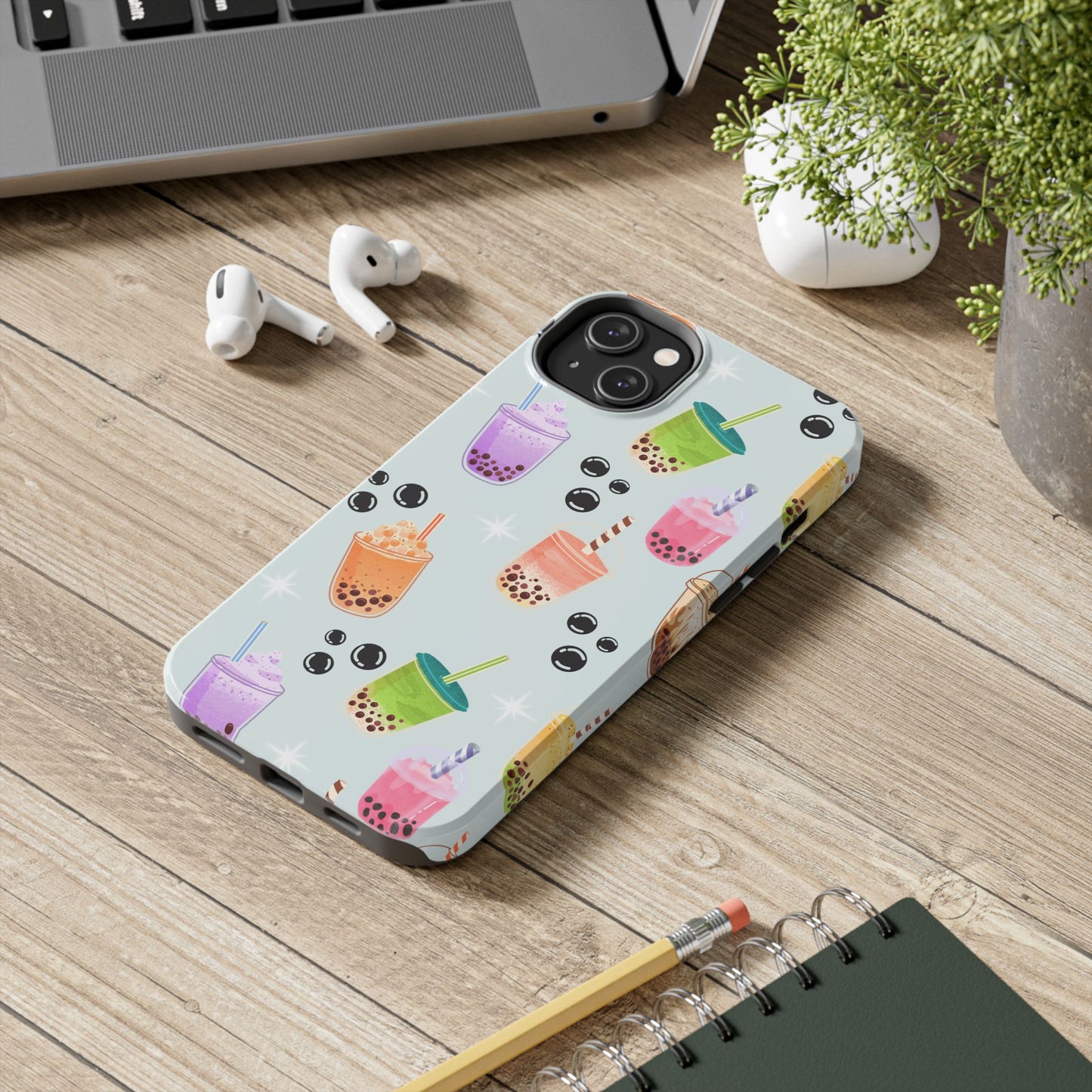 Colorful Boba Tea Phone Case, Tough Phone Cases for Drink Lovers, Cute Phone Accessory, Fun Gifts for Friends, Summer Vibes
