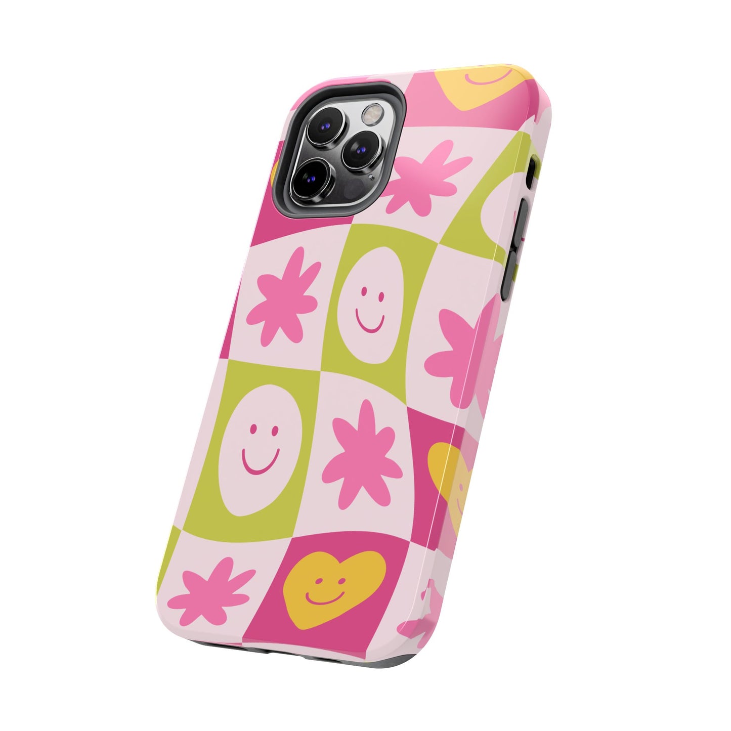 Colorful Smiley Pattern Tough Phone Cases, Playful Phone Covers, Fun Gifts for Friends, Cute Accessories, Vibrant and Durable