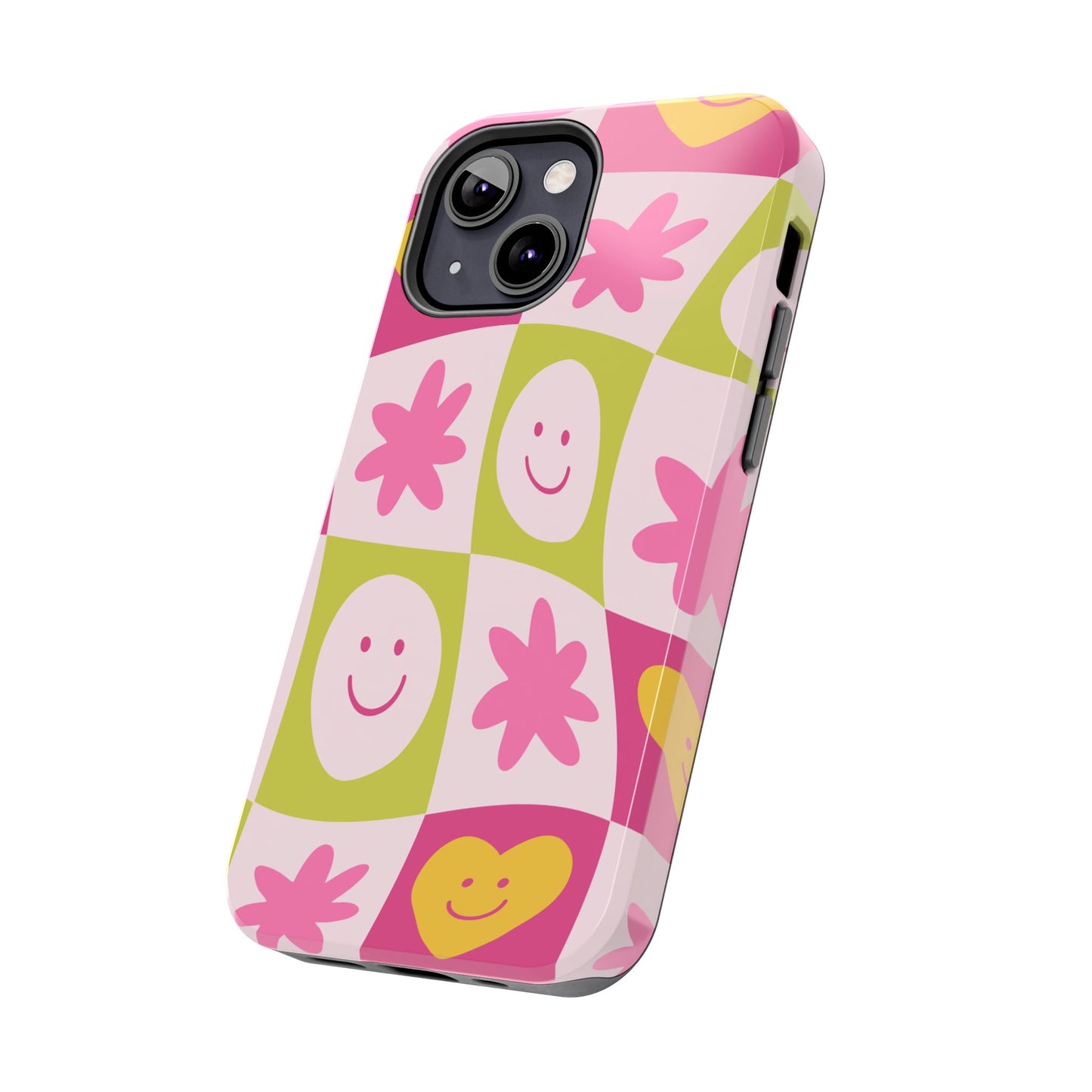 Colorful Smiley Pattern Tough Phone Cases, Playful Phone Covers, Fun Gifts for Friends, Cute Accessories, Vibrant and Durable