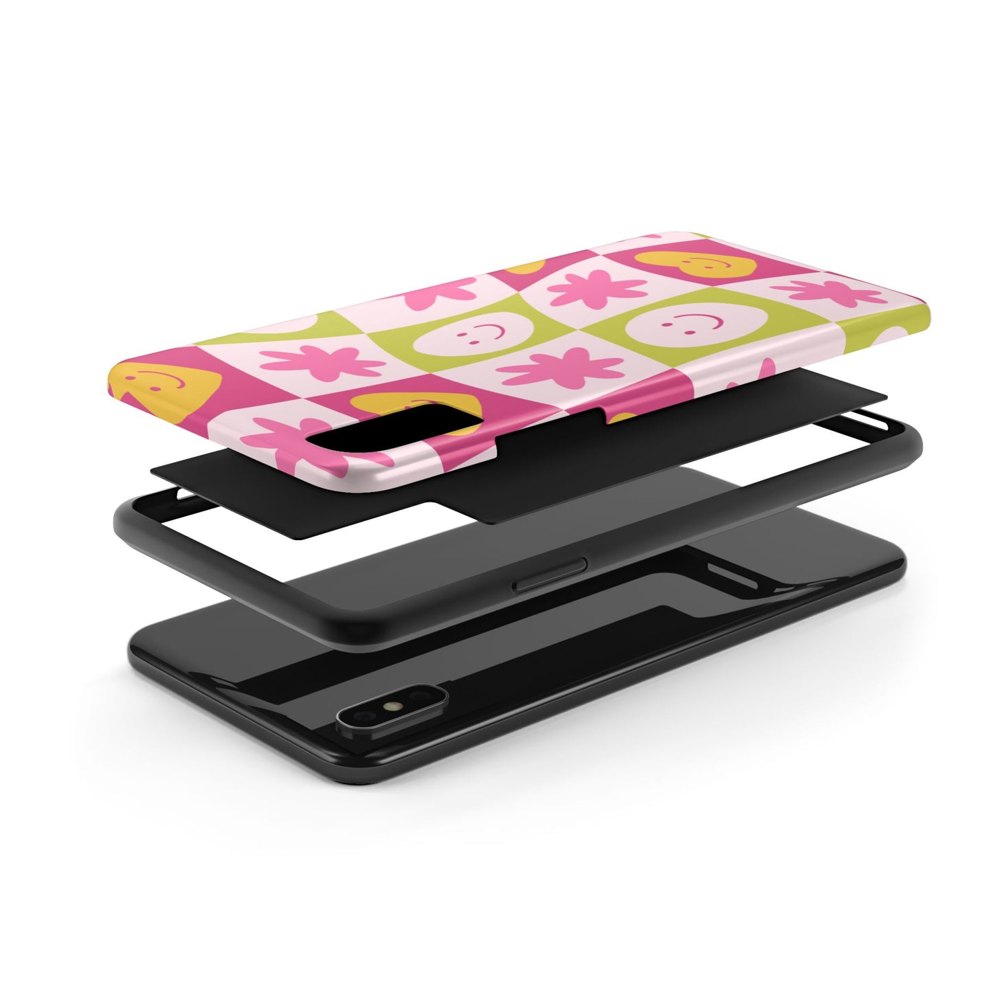 Colorful Smiley Pattern Tough Phone Cases, Playful Phone Covers, Fun Gifts for Friends, Cute Accessories, Vibrant and Durable