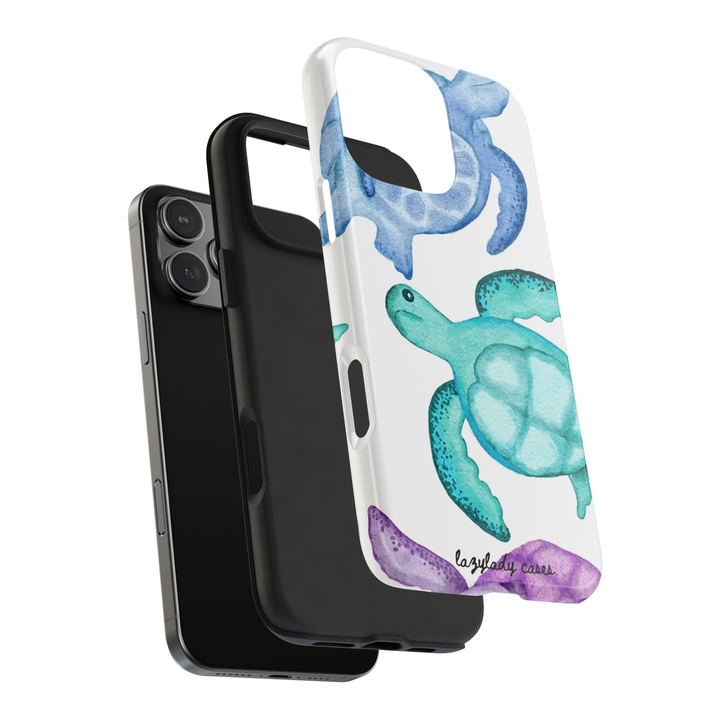Ocean-Inspired Tough Phone Cases with Colorful Turtles
