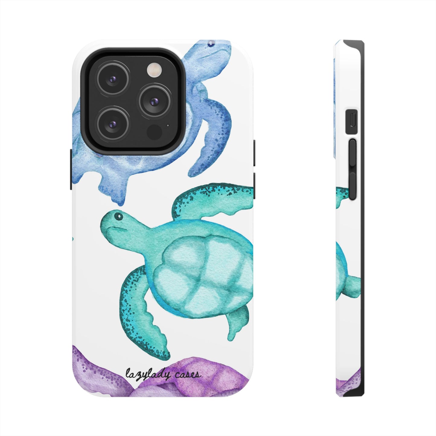 Ocean-Inspired Tough Phone Cases with Colorful Turtles