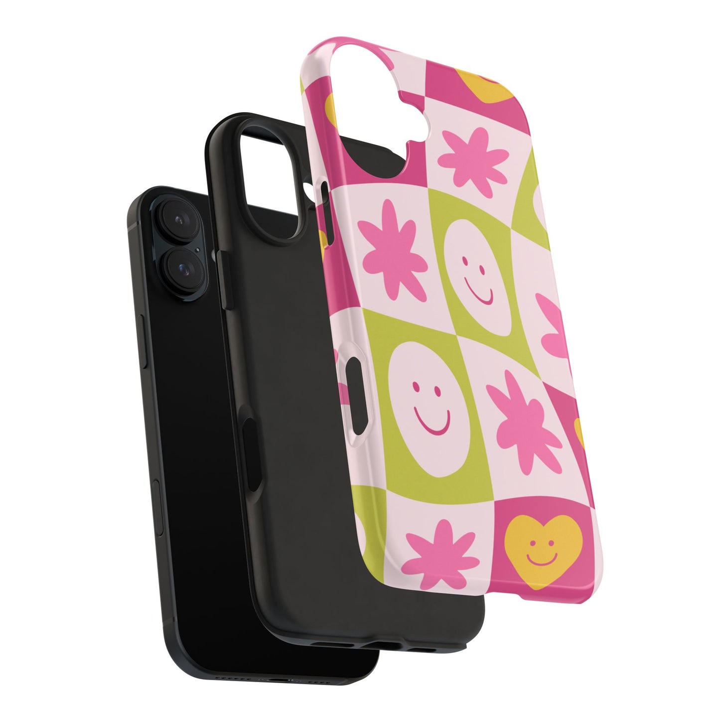 Colorful Smiley Pattern Tough Phone Cases, Playful Phone Covers, Fun Gifts for Friends, Cute Accessories, Vibrant and Durable