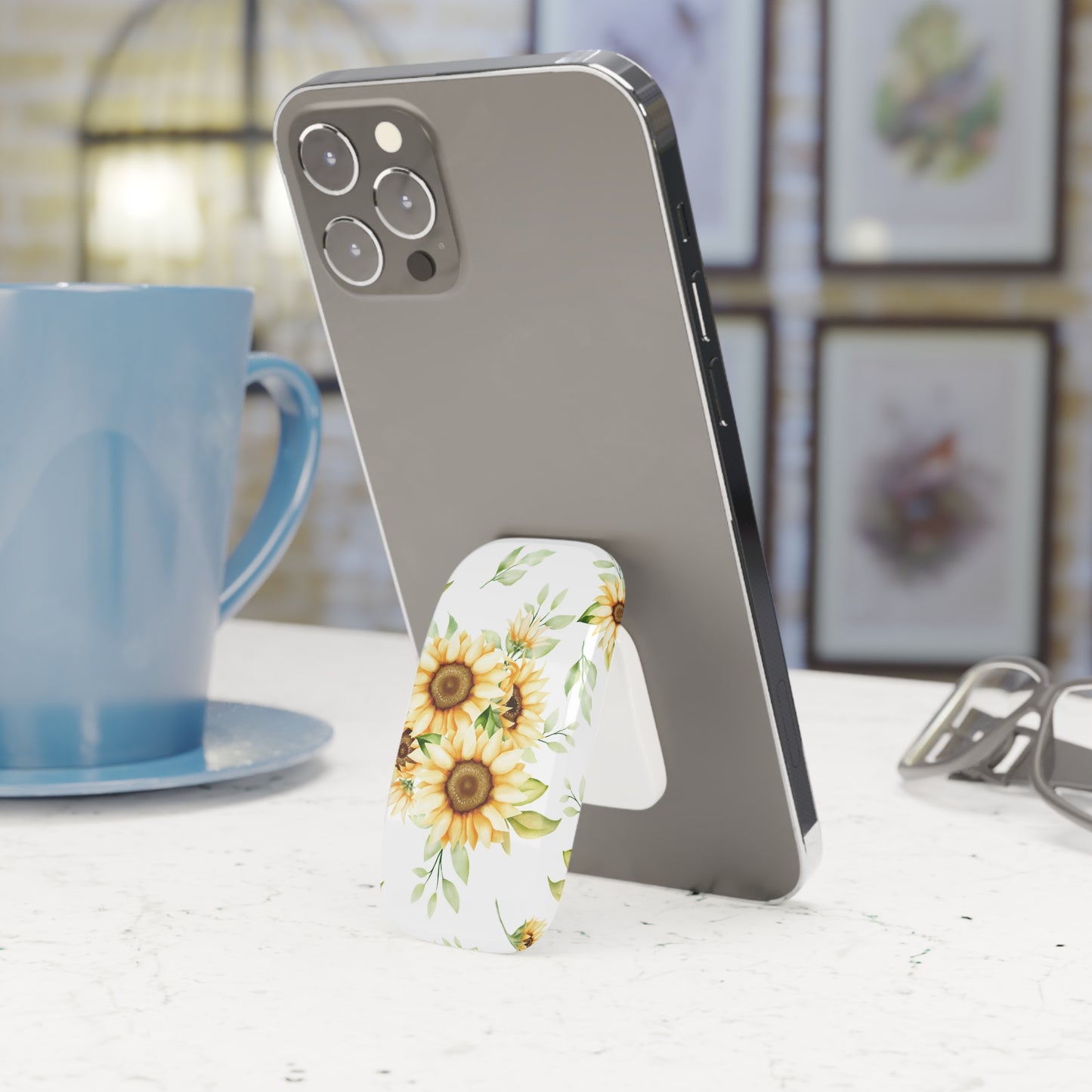 Sunflower Phone Grip, Floral Phone Stand, Cute Phone Accessory, Gift for Her, Summer Vibes, Practical Phone Holder