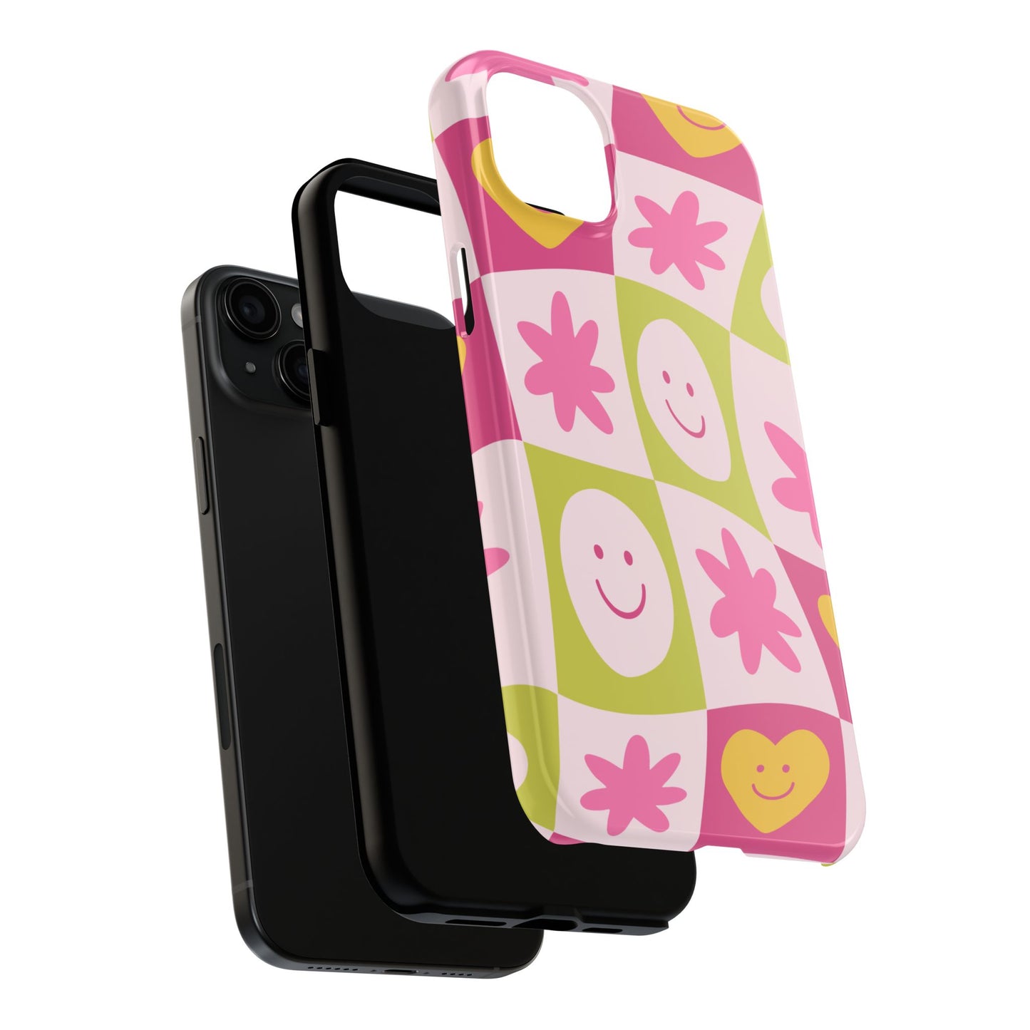 Colorful Smiley Pattern Tough Phone Cases, Playful Phone Covers, Fun Gifts for Friends, Cute Accessories, Vibrant and Durable
