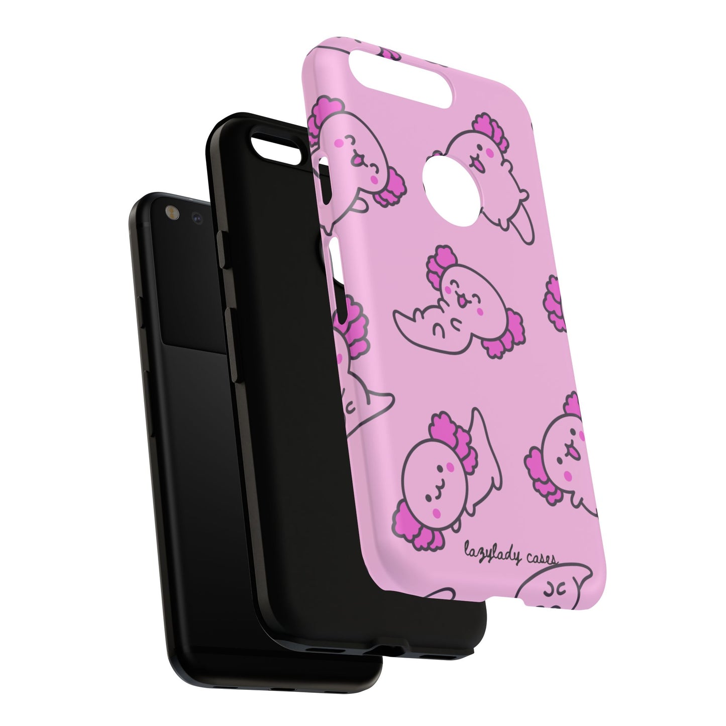 Cute Cartoon Axo Phone Case with Pink Sea Creatures Design