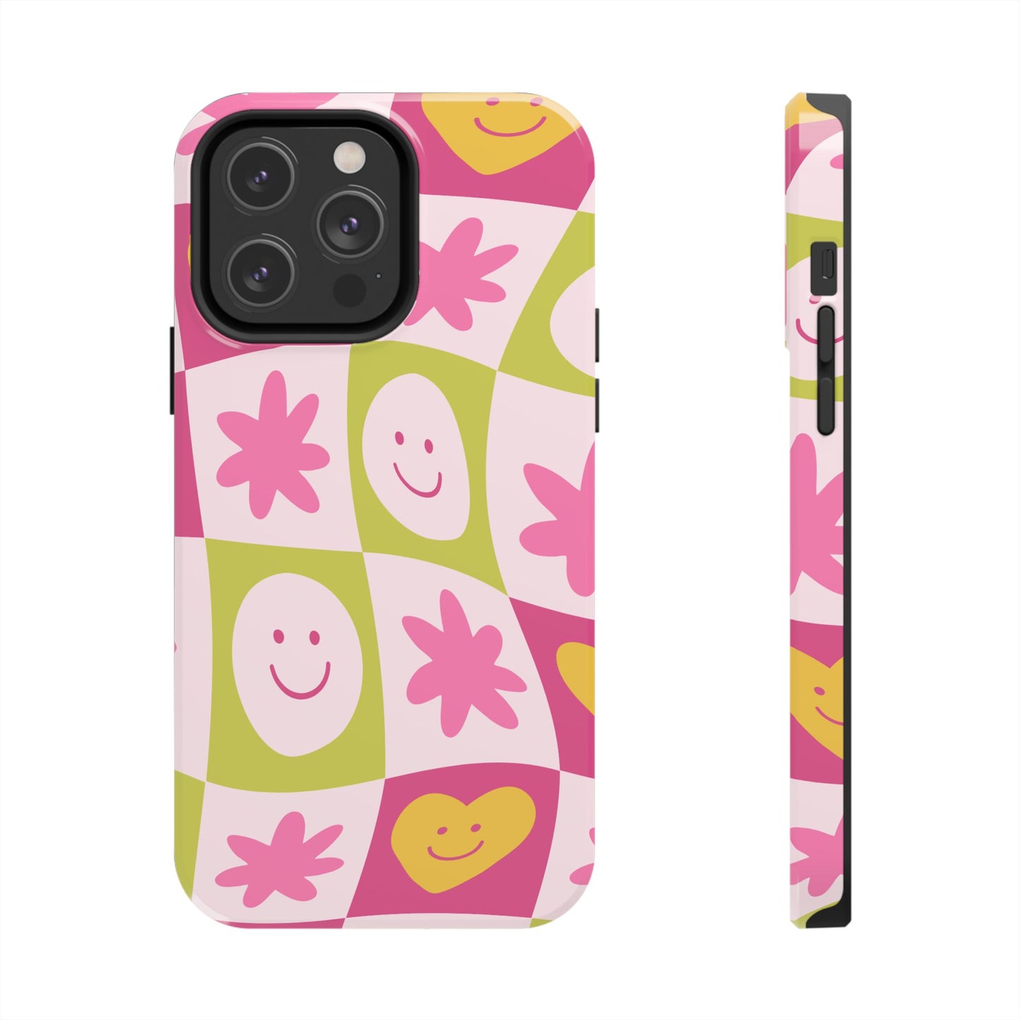 Colorful Smiley Pattern Tough Phone Cases, Playful Phone Covers, Fun Gifts for Friends, Cute Accessories, Vibrant and Durable