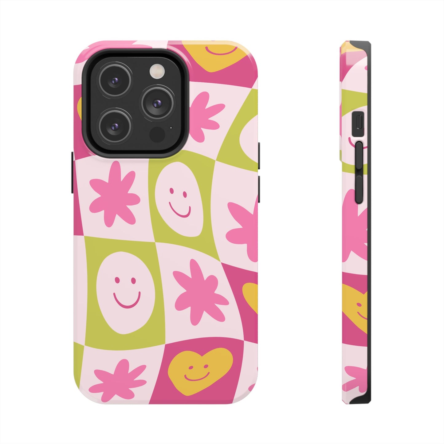 Colorful Smiley Pattern Tough Phone Cases, Playful Phone Covers, Fun Gifts for Friends, Cute Accessories, Vibrant and Durable