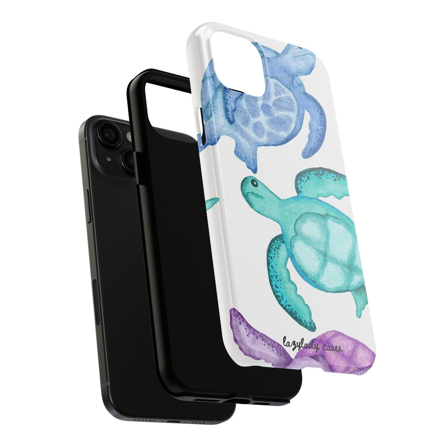 Ocean-Inspired Tough Phone Cases with Colorful Turtles