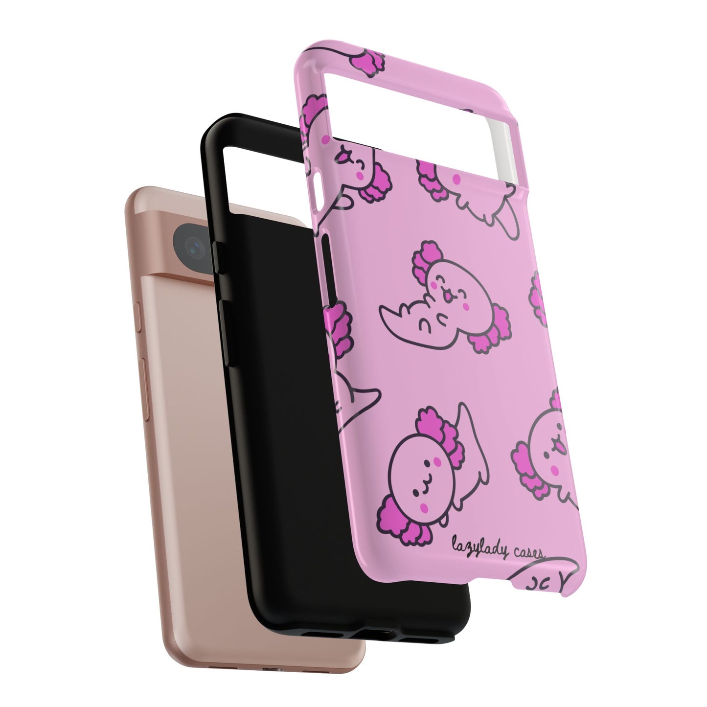 Cute Cartoon Axo Phone Case with Pink Sea Creatures Design