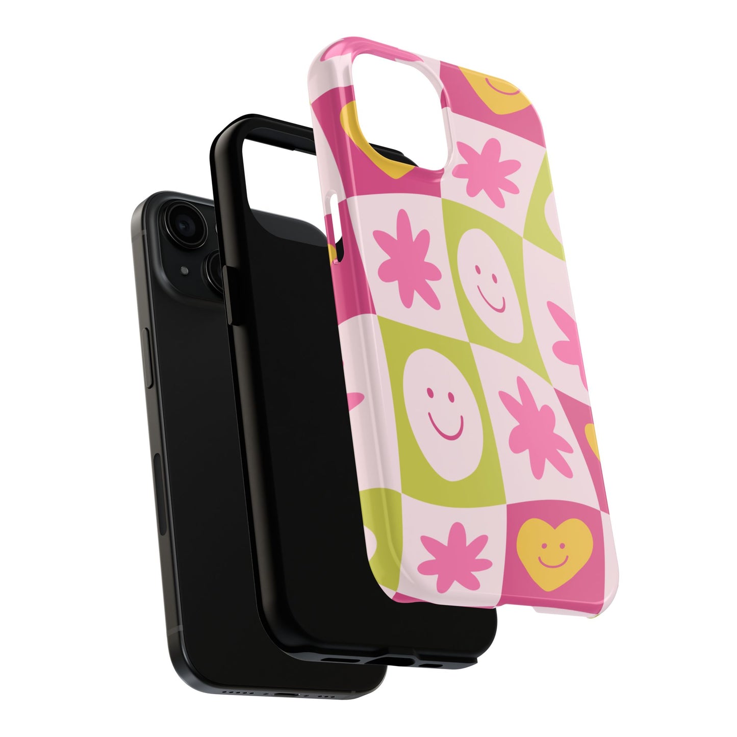 Colorful Smiley Pattern Tough Phone Cases, Playful Phone Covers, Fun Gifts for Friends, Cute Accessories, Vibrant and Durable