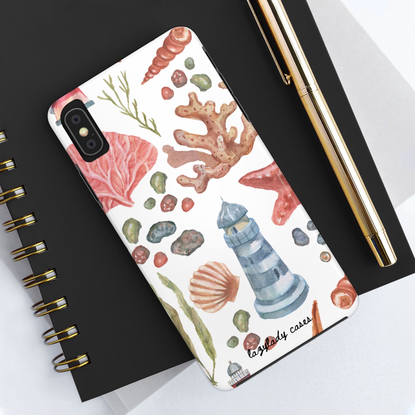Coastal Art Tough Phone Cases - Stylish Beach Vibes with Lighthouse Design