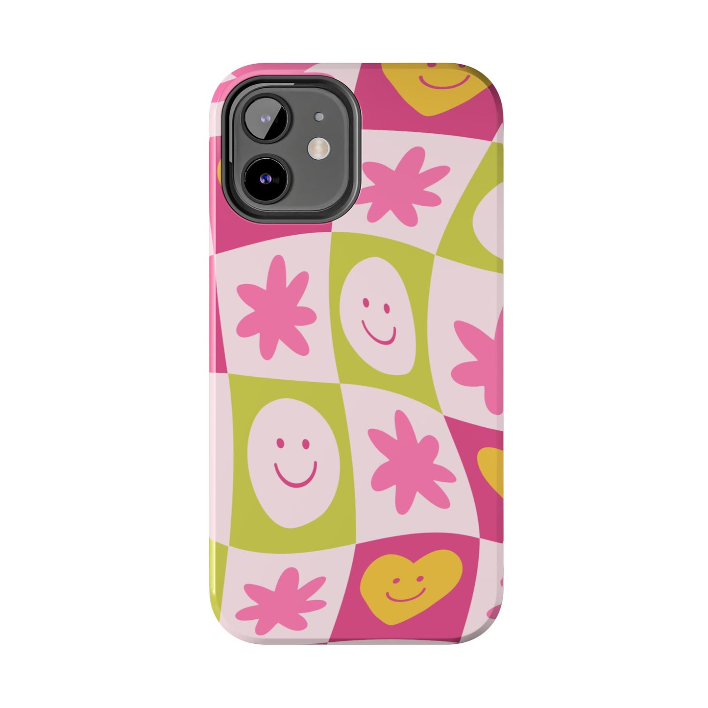 Colorful Smiley Pattern Tough Phone Cases, Playful Phone Covers, Fun Gifts for Friends, Cute Accessories, Vibrant and Durable
