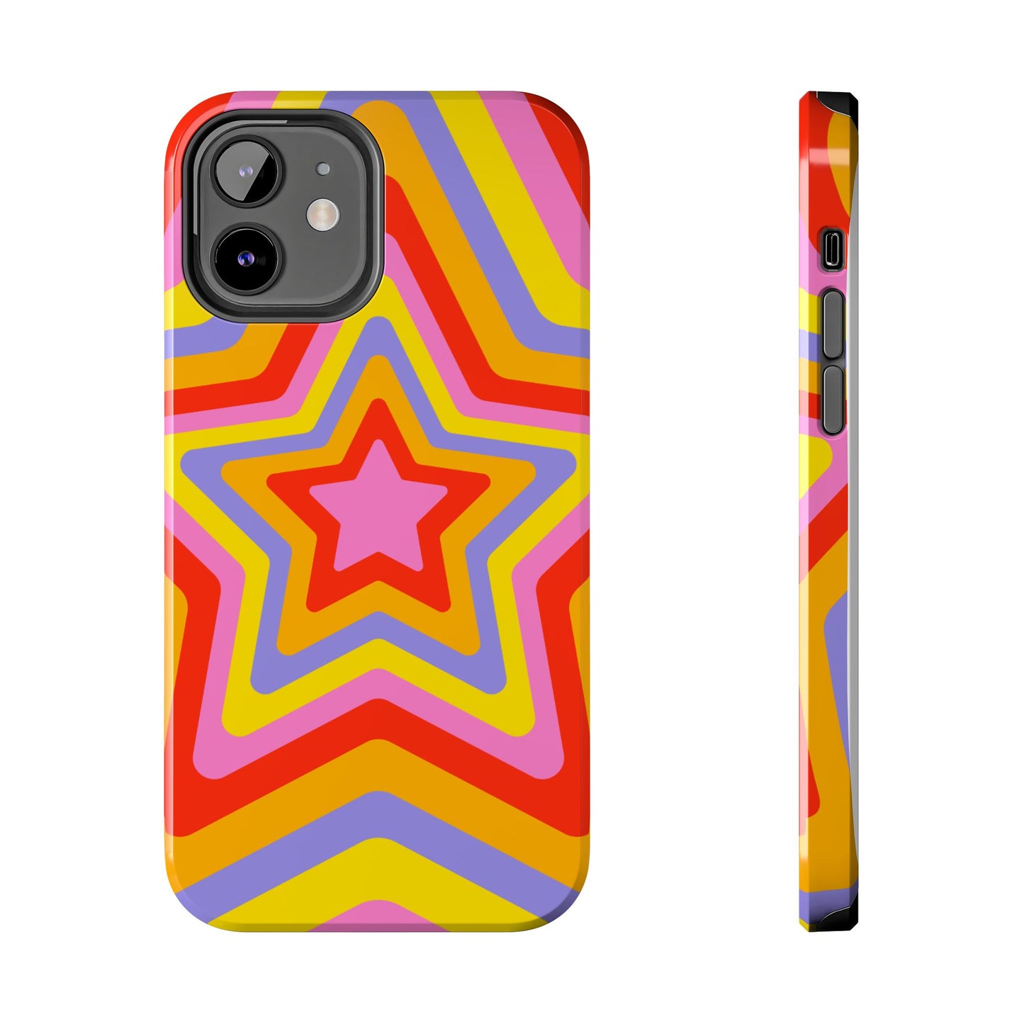 Colorful Star Pattern Tough Phone Cases | Durable Phone Cover, Unique Gifts, Trendy Accessories, Fun Tech Style