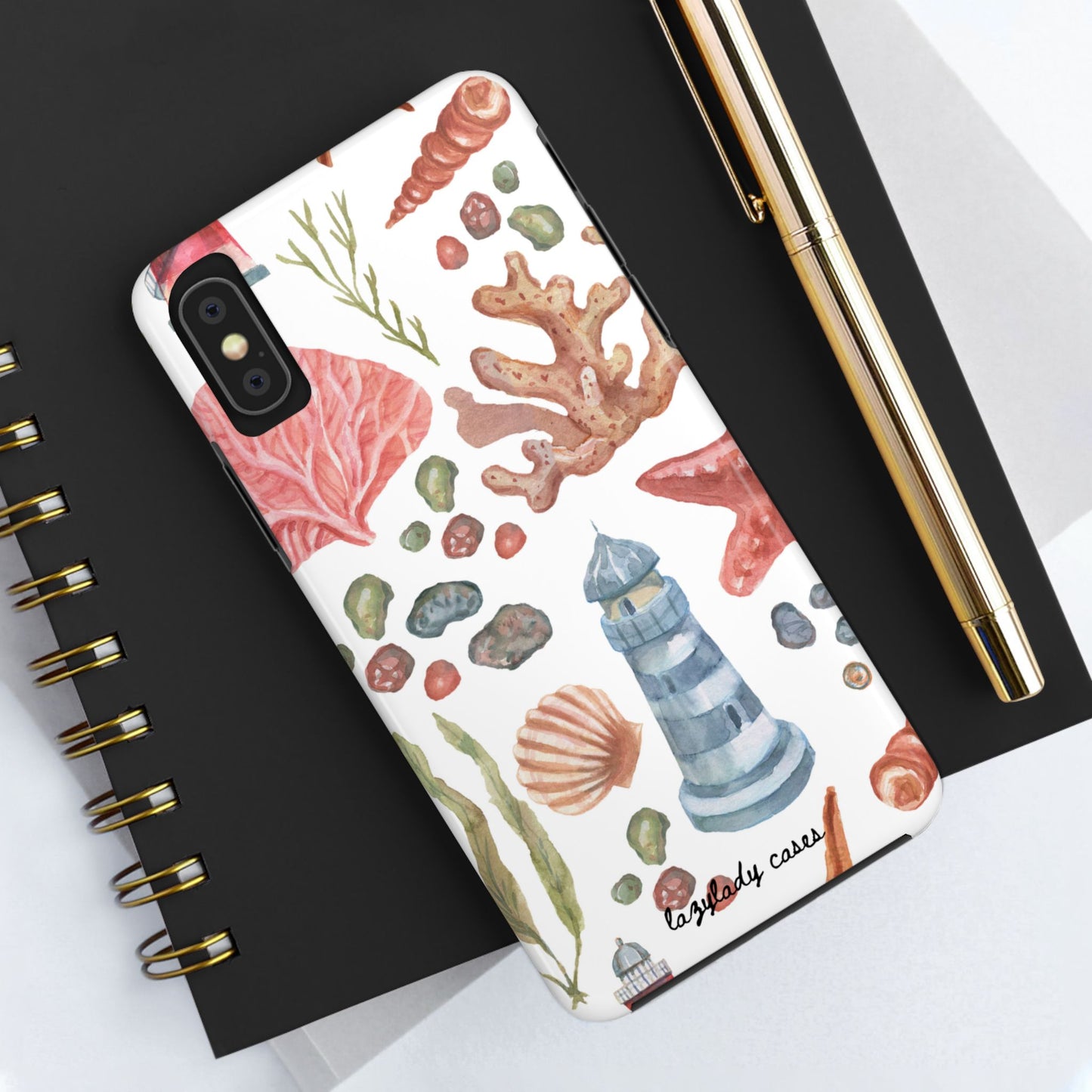 Coastal Art Tough Phone Cases - Stylish Beach Vibes with Lighthouse Design