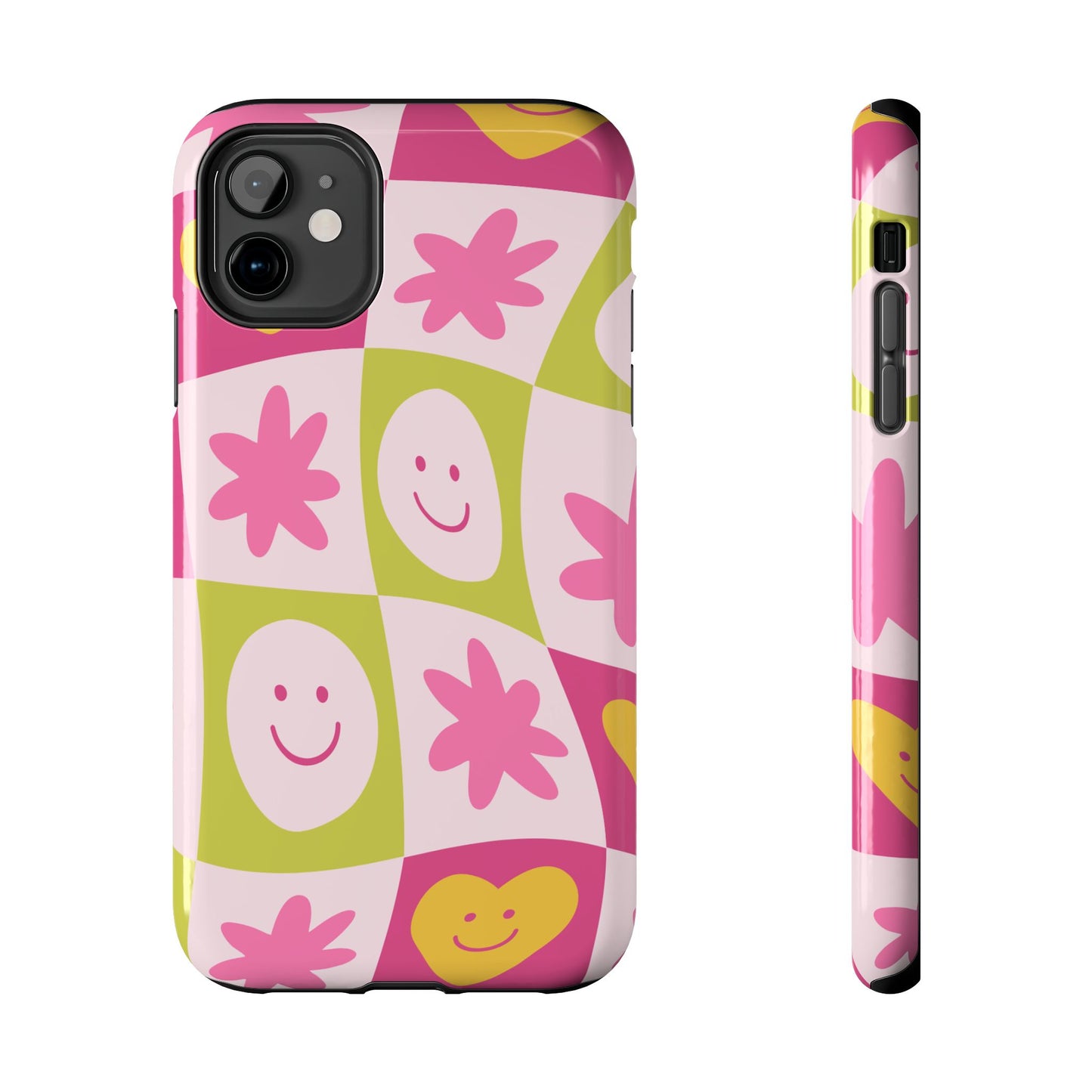 Colorful Smiley Pattern Tough Phone Cases, Playful Phone Covers, Fun Gifts for Friends, Cute Accessories, Vibrant and Durable