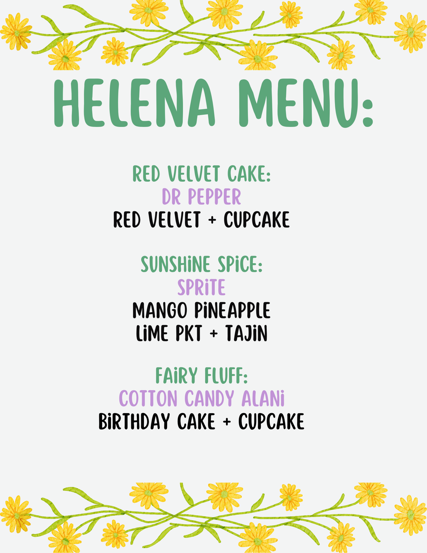 Helena Menu