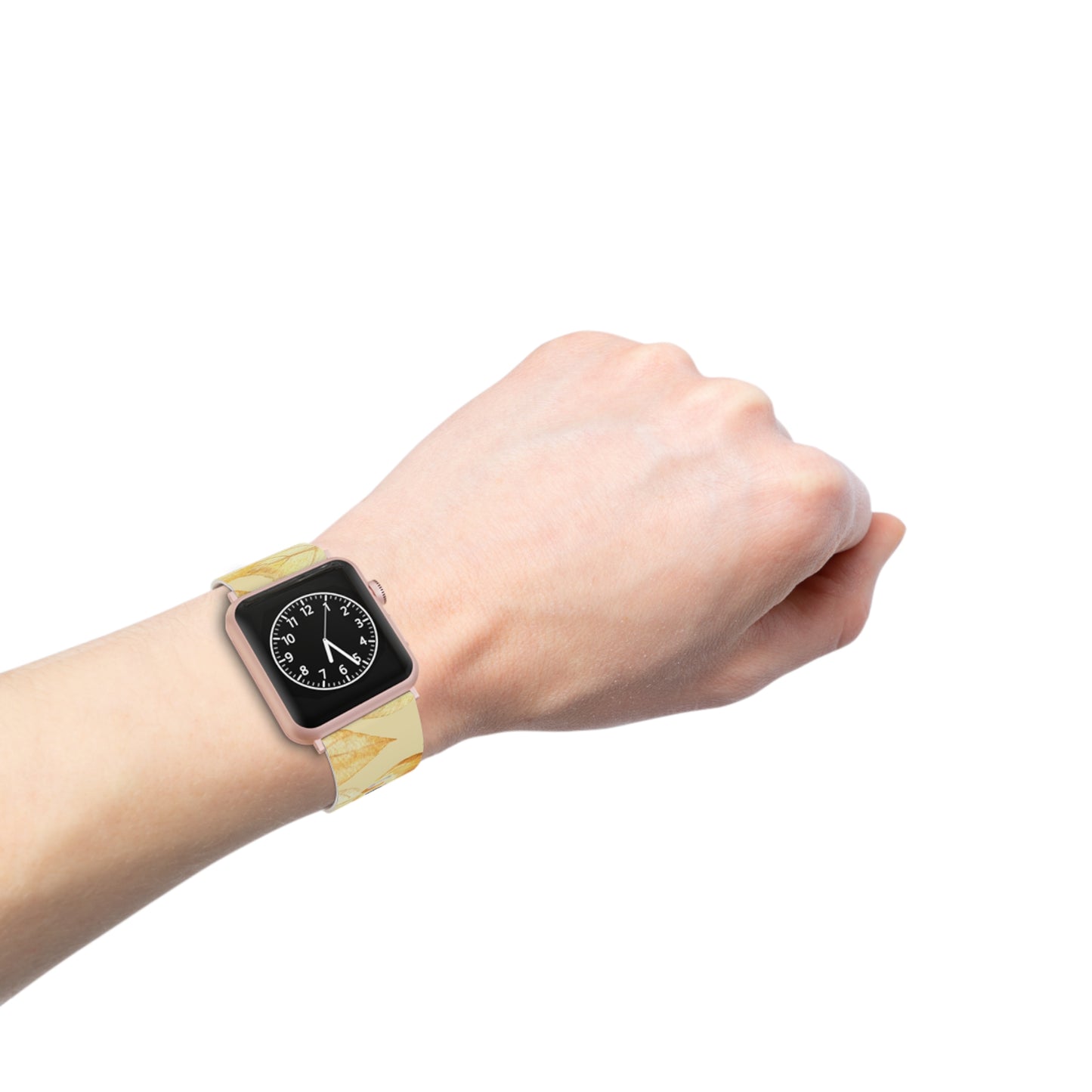 Yellow Dusk Apple Watch Band - Elegant Design with Leaf Patterns