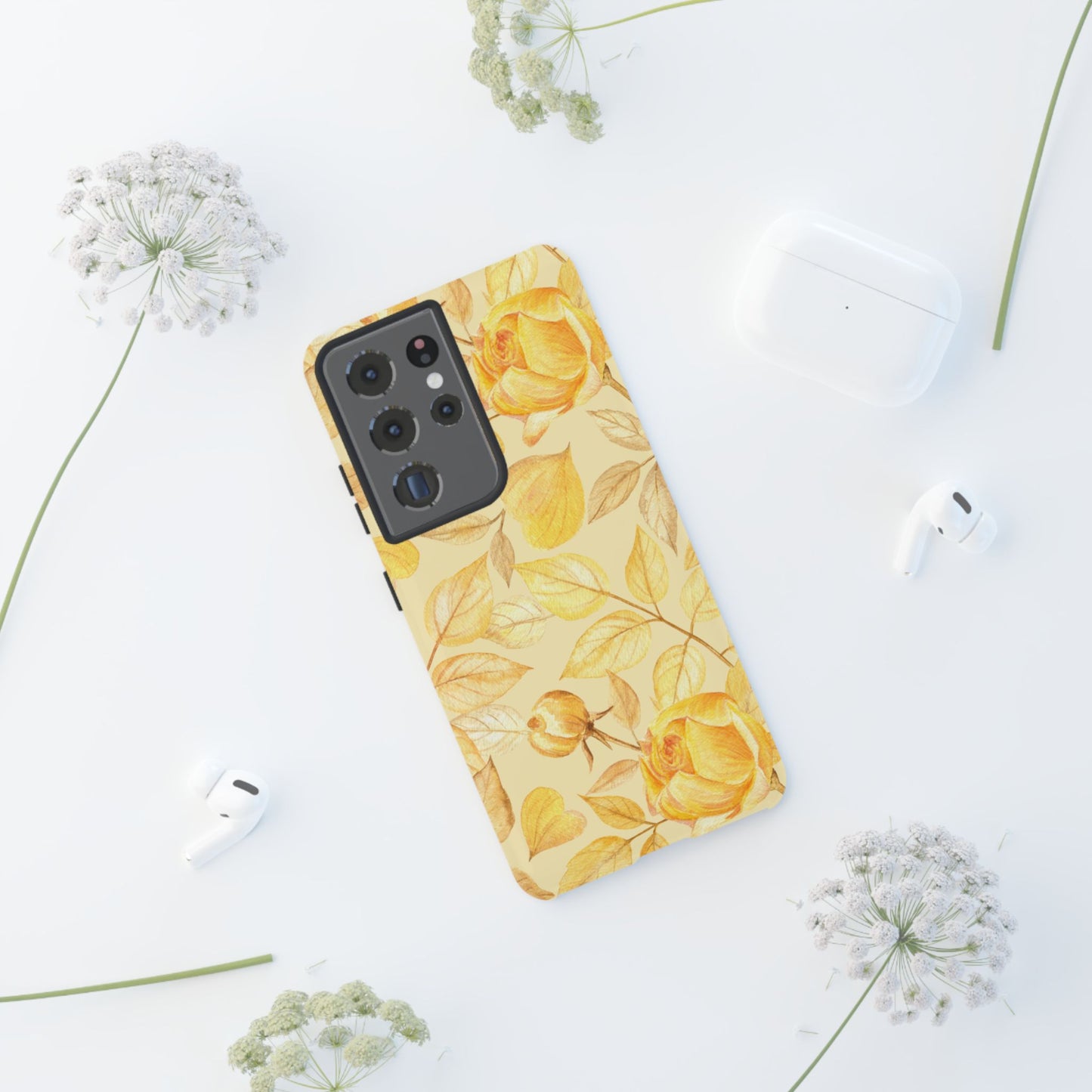 Yellow Dusk Tough Phone Case - Yellow Rose Design