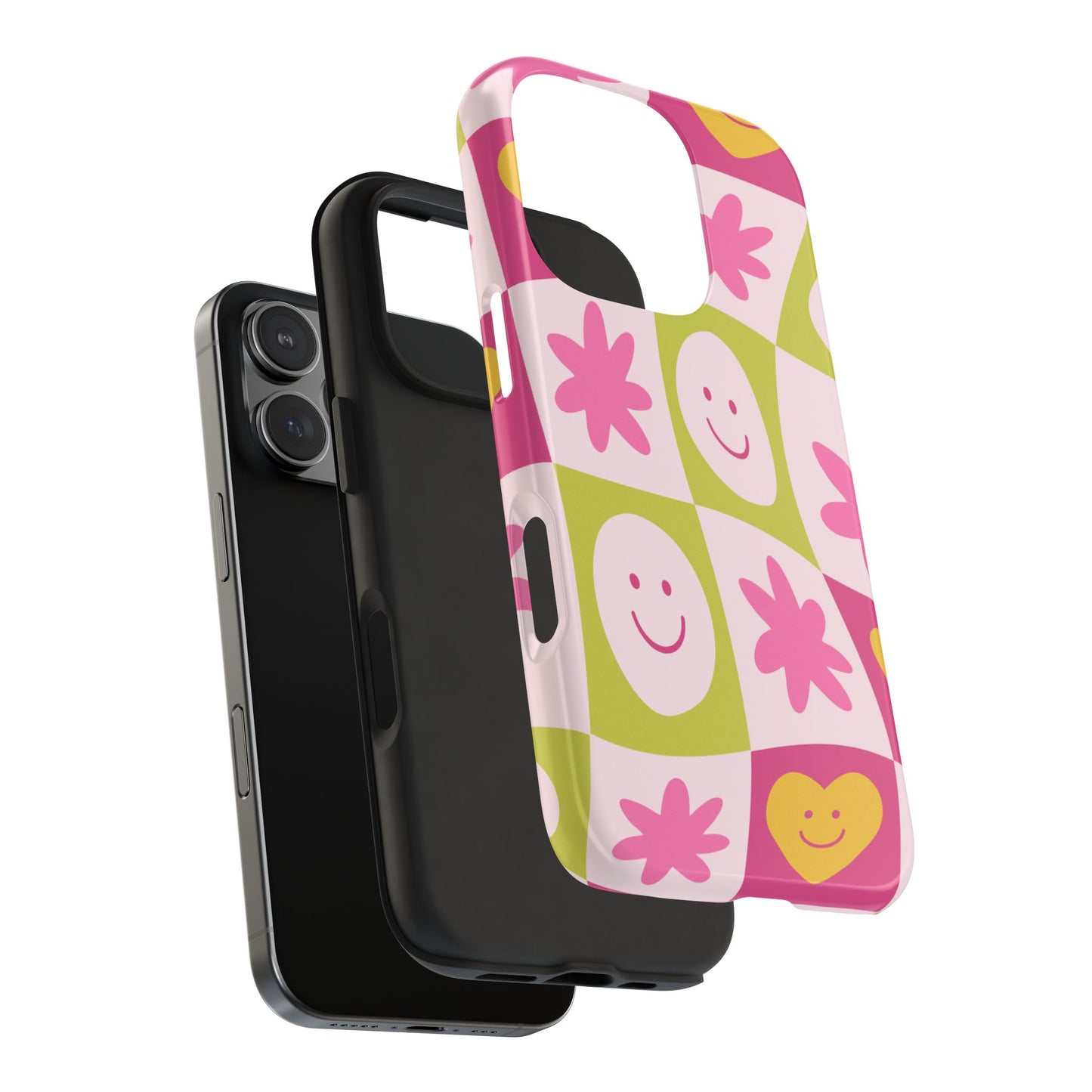 Colorful Smiley Pattern Tough Phone Cases, Playful Phone Covers, Fun Gifts for Friends, Cute Accessories, Vibrant and Durable
