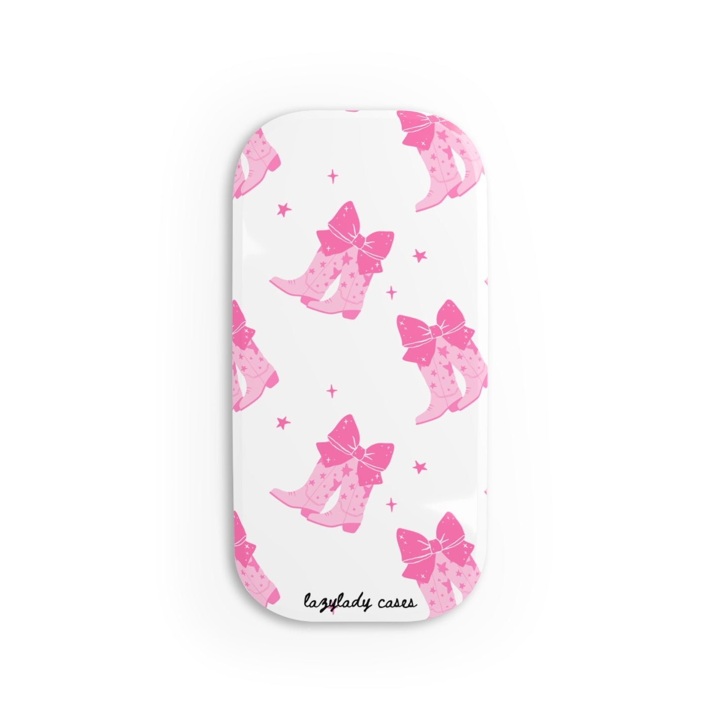 Pink Bow Boots Phone Grip - Cute Click-On Grip for Stylish Stability