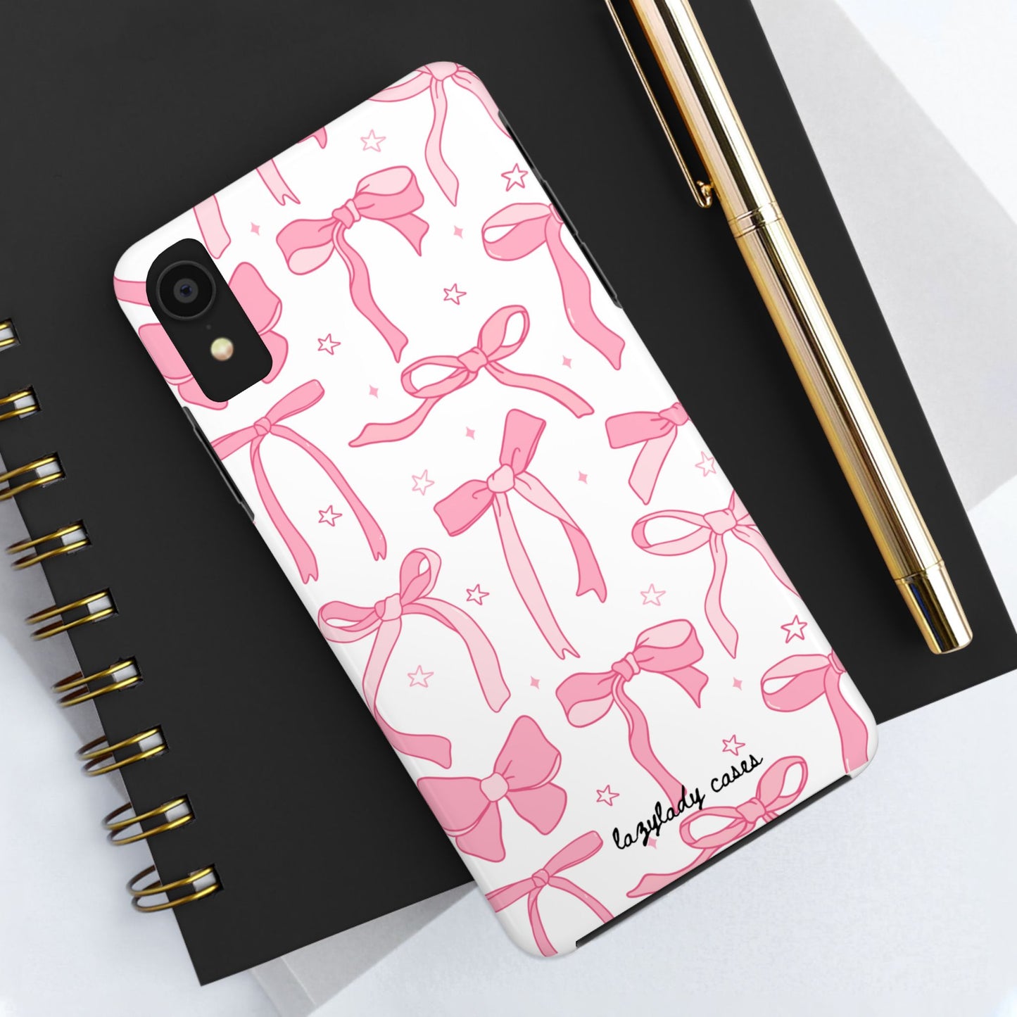 Cute Pink Bow Tough Phone Case - Stylish and Durable Protection