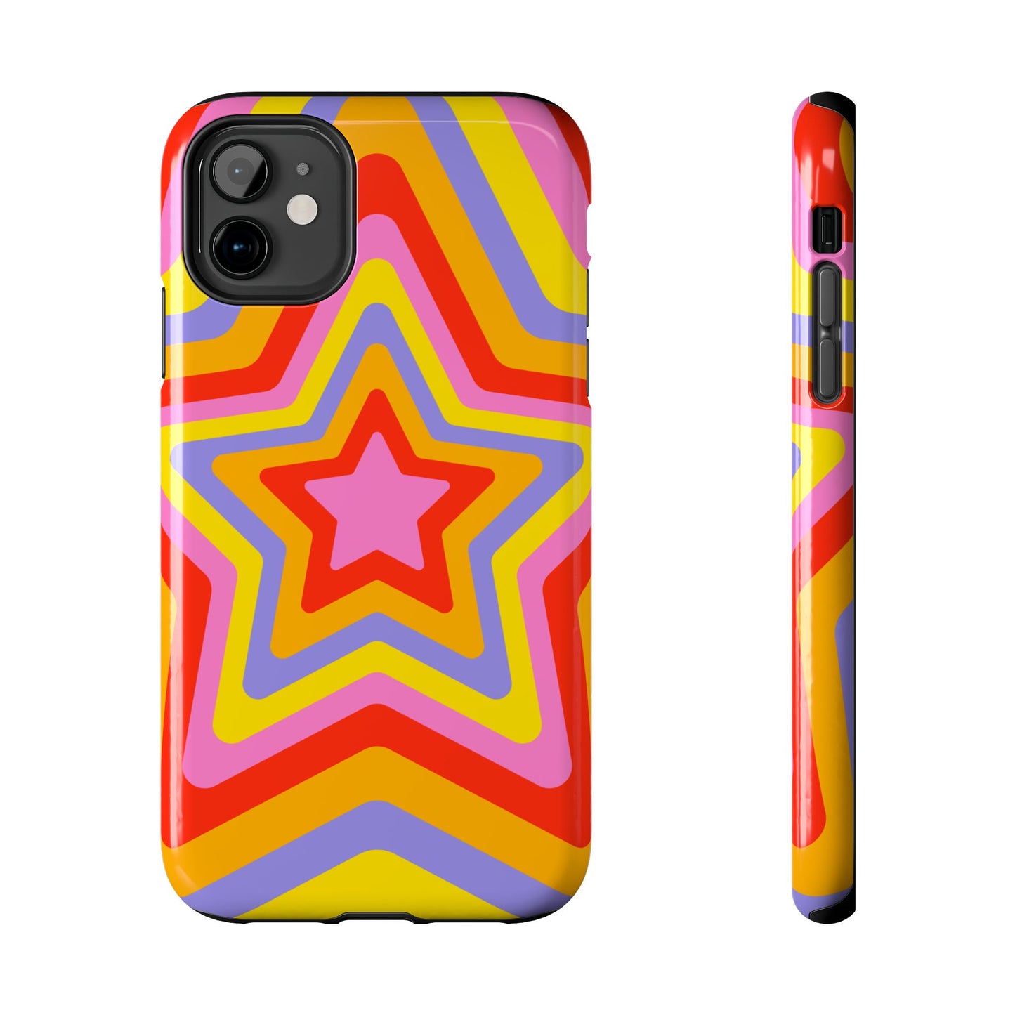 Colorful Star Pattern Tough Phone Cases | Durable Phone Cover, Unique Gifts, Trendy Accessories, Fun Tech Style