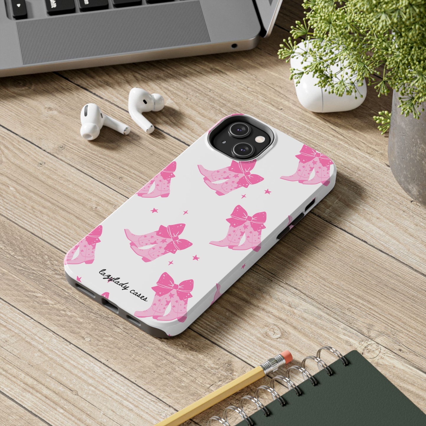 Pink Cowgirl Tough Phone Case - Trendy Protection with Bow Design